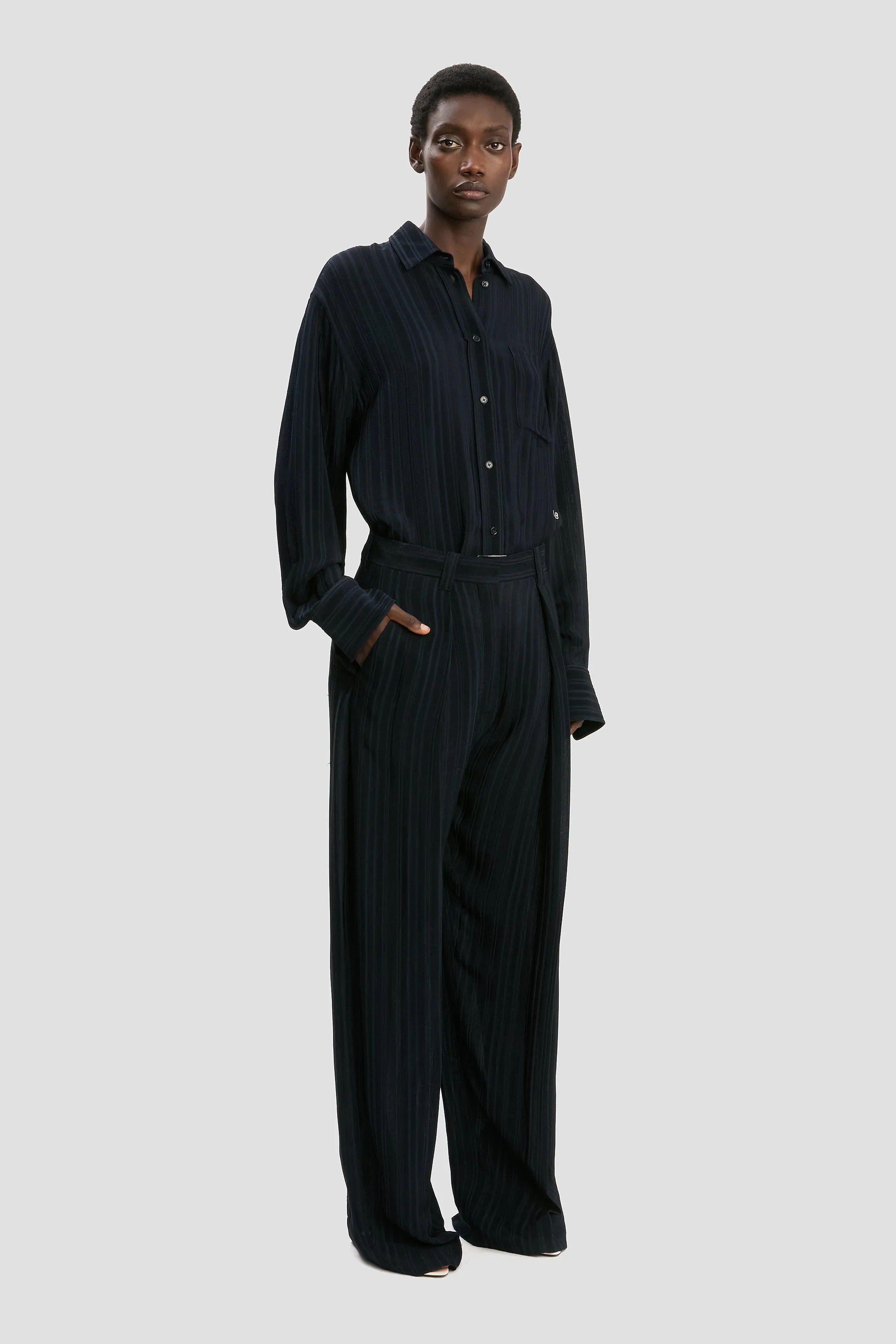 Wide Leg Trouser In Navy sold by Victoria Beckham product image thumbnail 2
