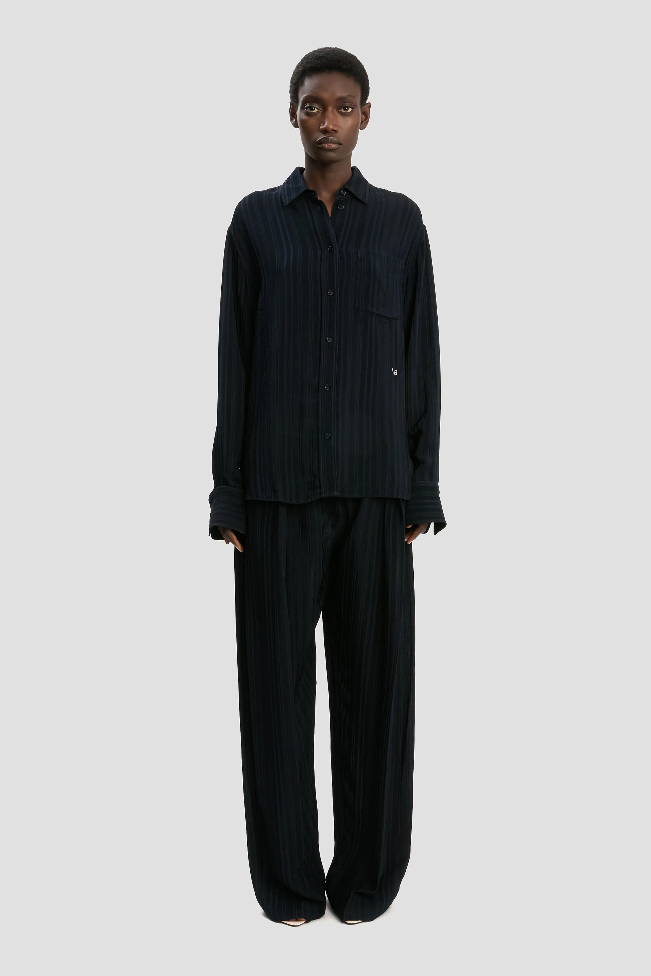 Wide Leg Trouser In Navy sold by Victoria Beckham