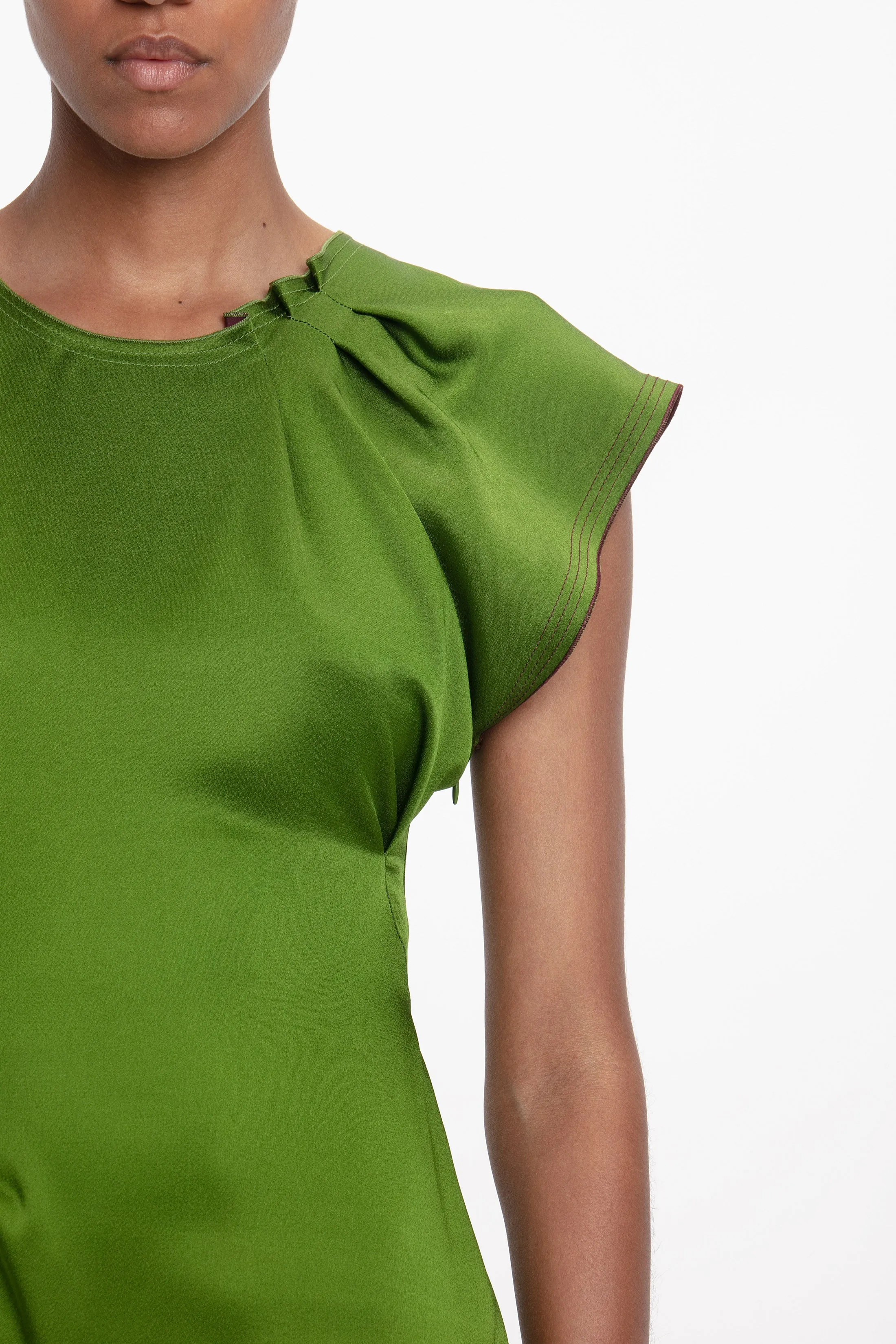 Draped Tuck Midi Dress in Algae sold by Victoria Beckham product image thumbnail 4