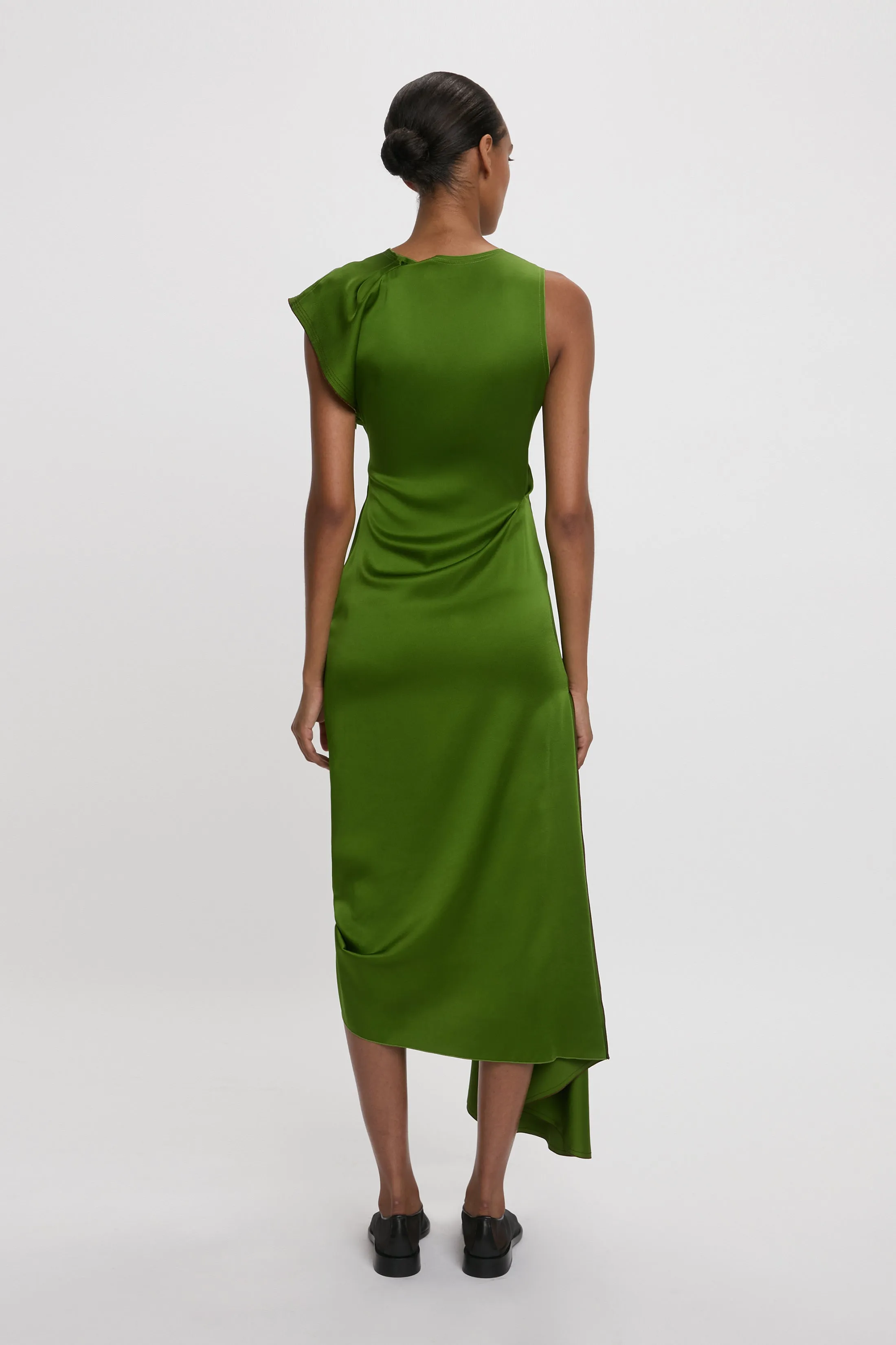Draped Tuck Midi Dress in Algae sold by Victoria Beckham product image thumbnail 3
