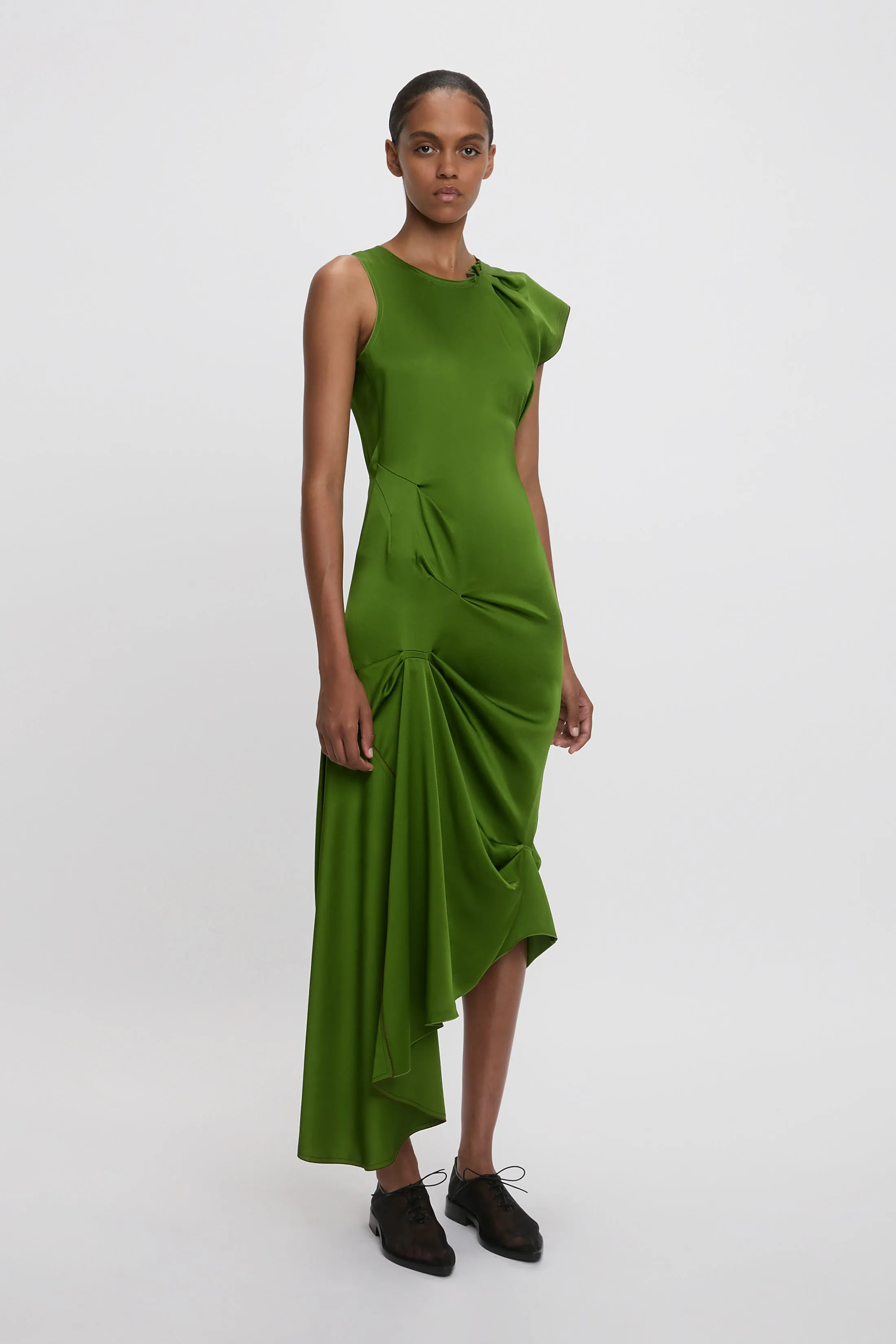 Draped Tuck Midi Dress in Algae sold by Victoria Beckham product image thumbnail 2