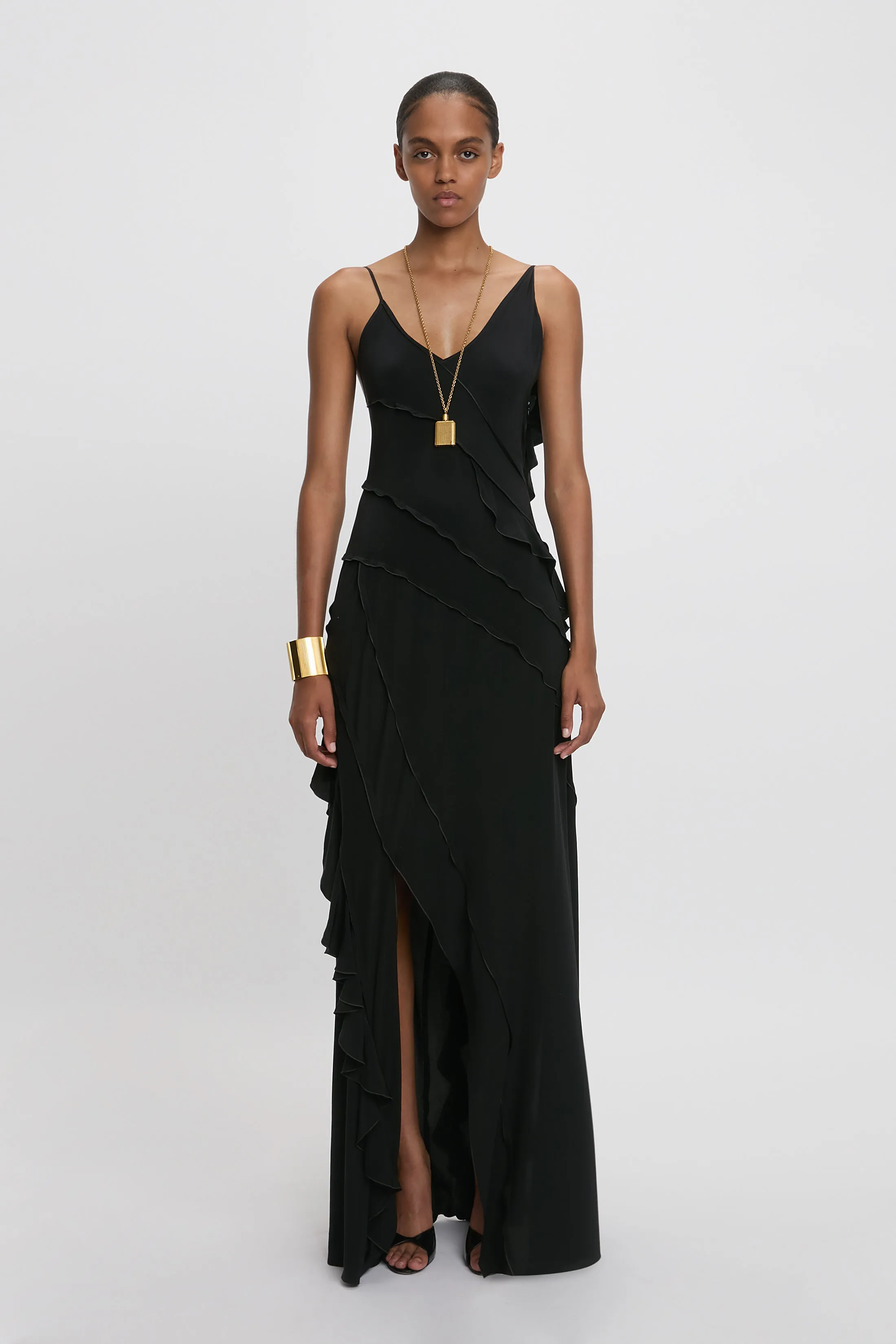 Frill Dress In Black sold by Victoria Beckham