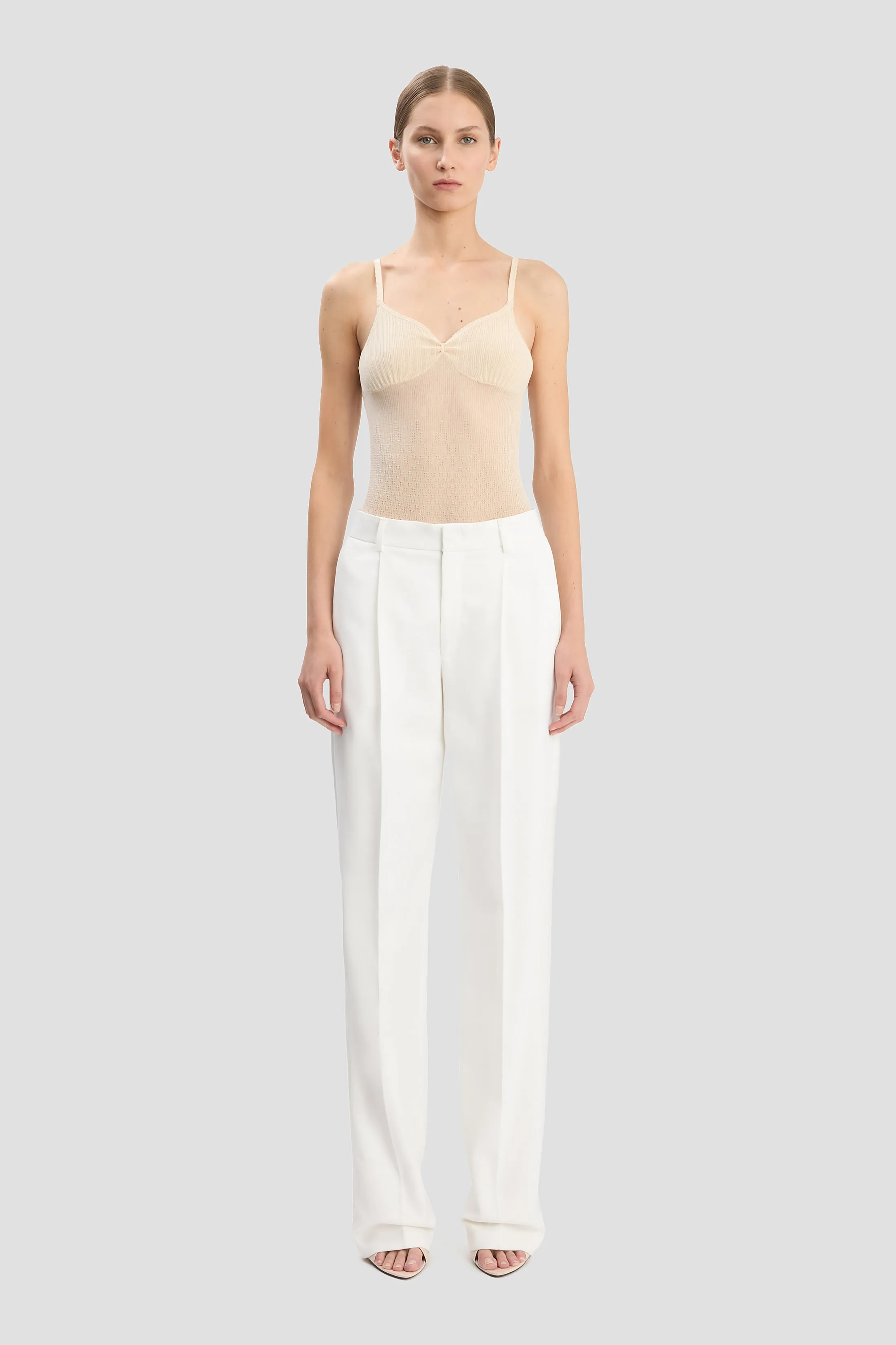 Tailored Straight Leg Trouser In Ivory sold by Victoria Beckham