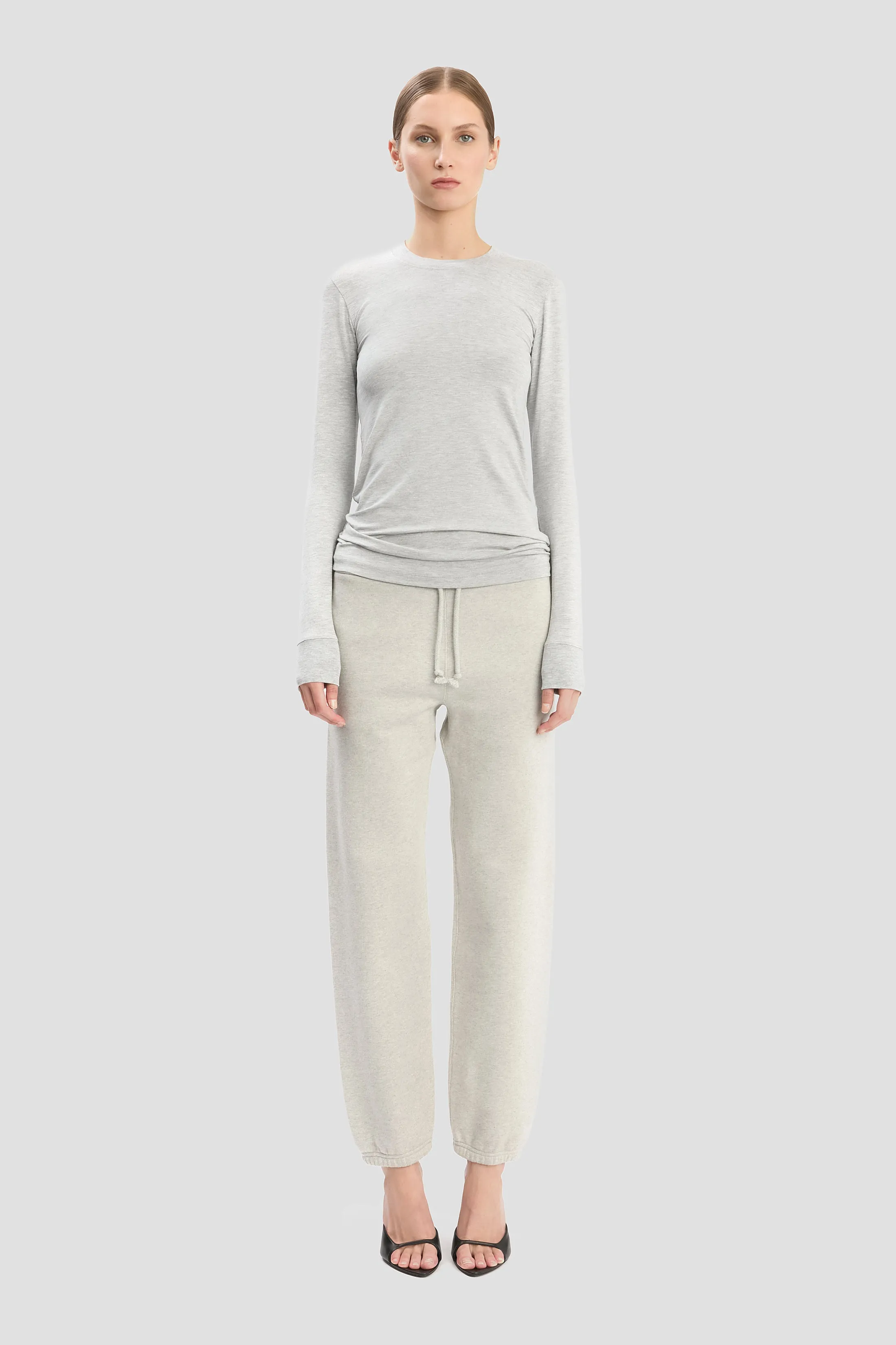 Long Sleeve T-Shirt In Grey Marl sold by Victoria Beckham