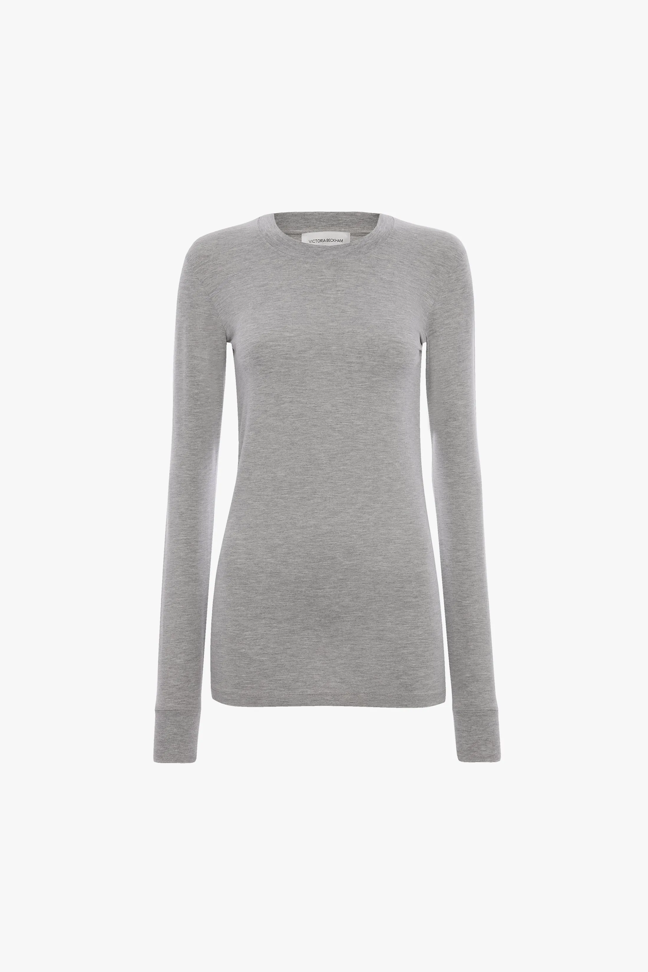 Long Sleeve T-Shirt In Grey Marl sold by Victoria Beckham product image thumbnail 5