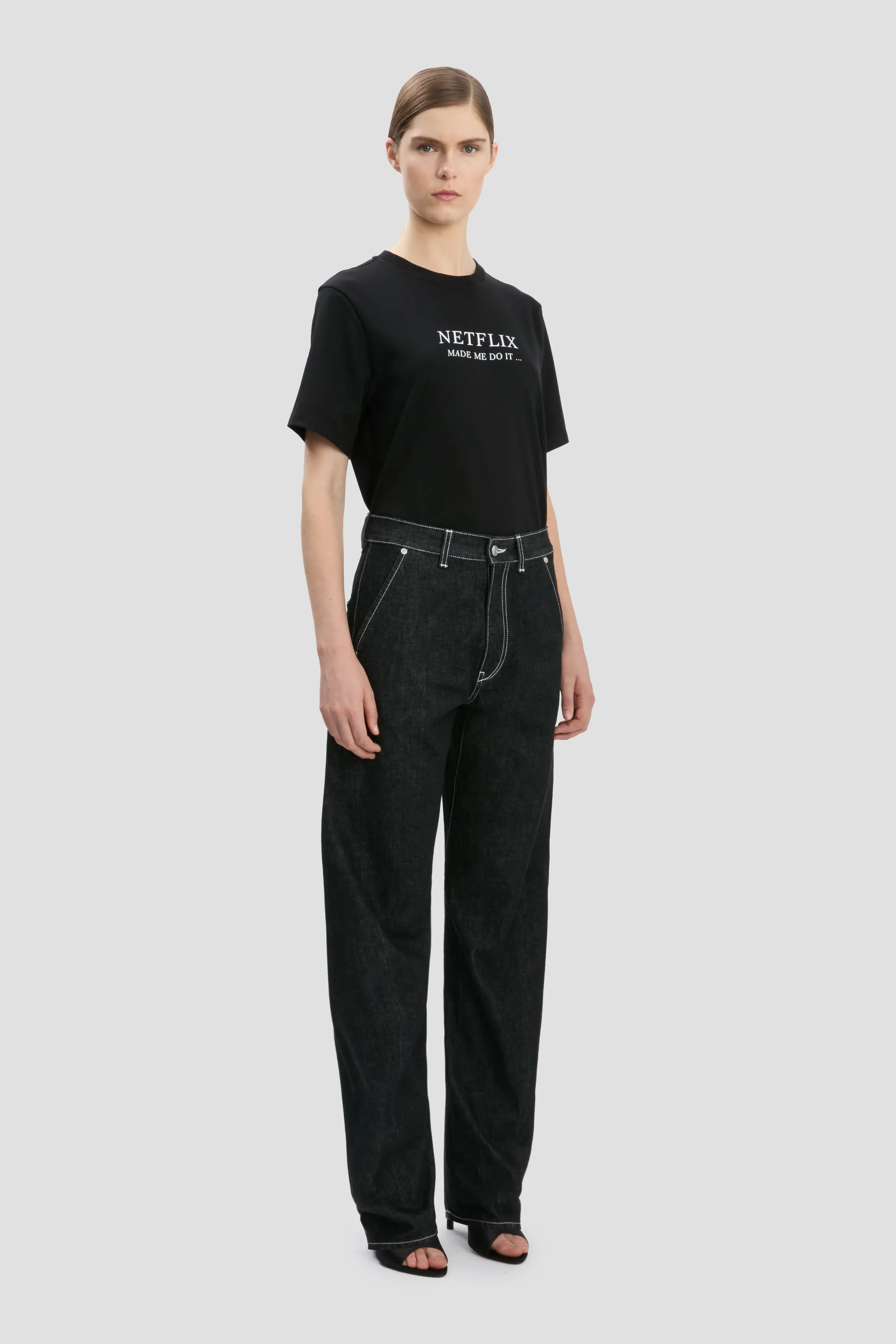 Netflix Made Me Do It' Slogan T-Shirt In Black sold by Victoria Beckham product image thumbnail 2