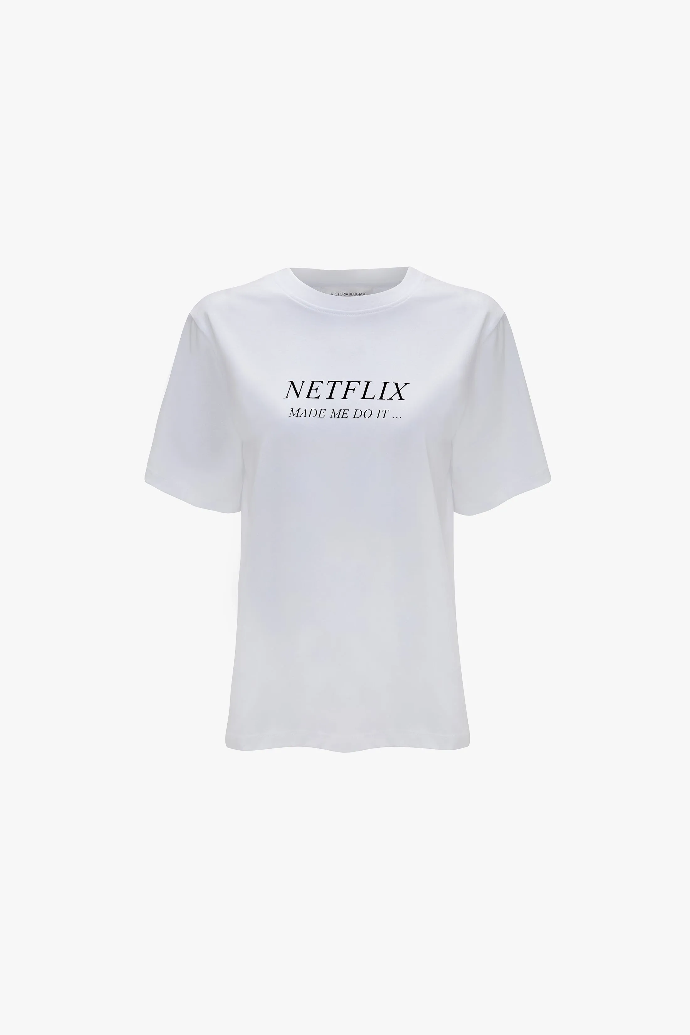 Netflix Made Me Do It' Slogan T-Shirt In White sold by Victoria Beckham product image thumbnail 5