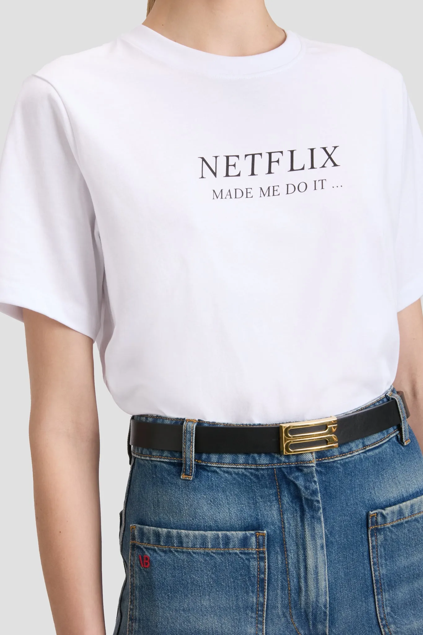 Netflix Made Me Do It' Slogan T-Shirt In White sold by Victoria Beckham product image thumbnail 2