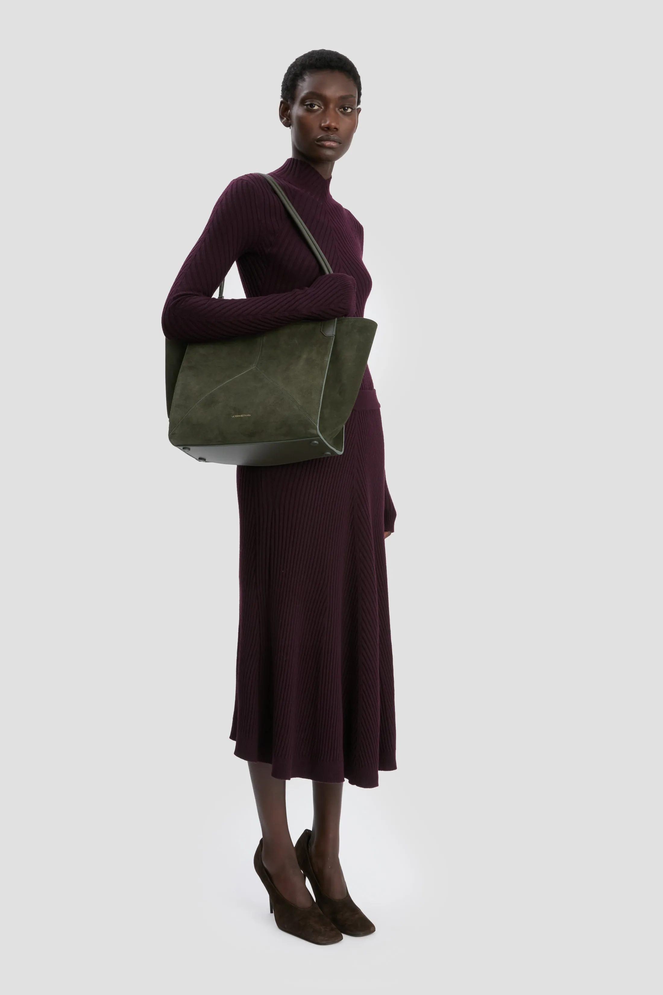 Victoria Tote Bag In Dark Olive Suede sold by Victoria Beckham product image thumbnail 3