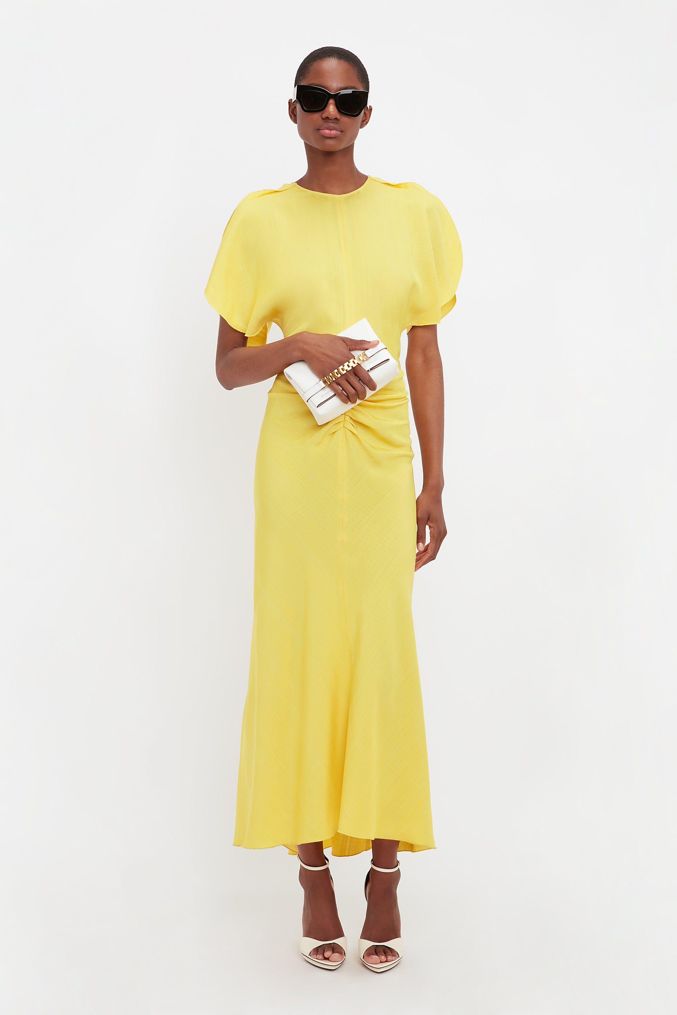 Gathered Waist Midi Dress In Sunflower sold by Victoria Beckham product image thumbnail 4