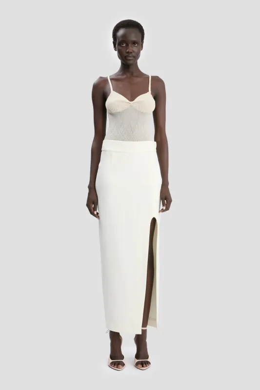 Split Skirt In Ivory sold by Victoria Beckham