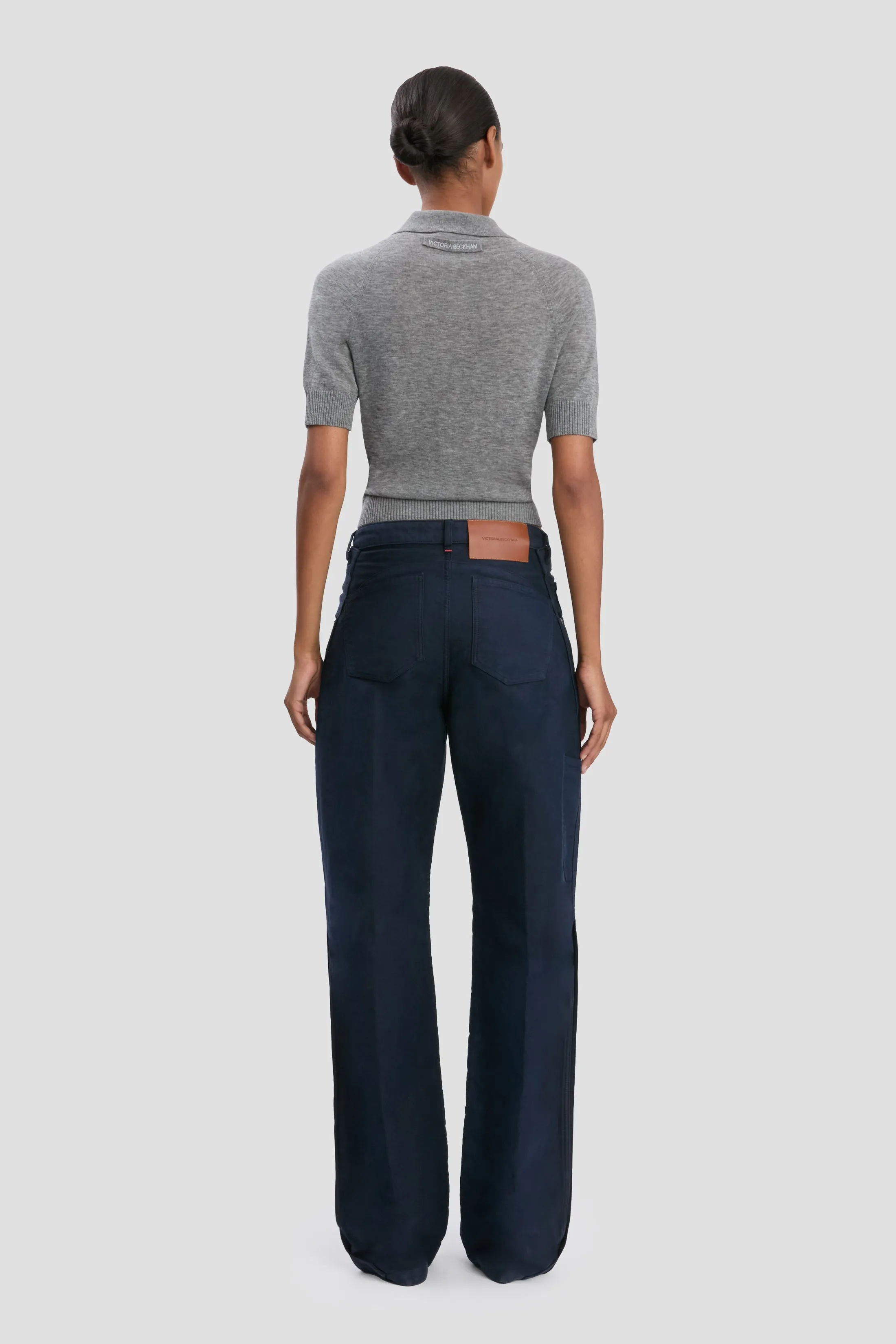 Polo Top In Grey Marl sold by Victoria Beckham product image thumbnail 4