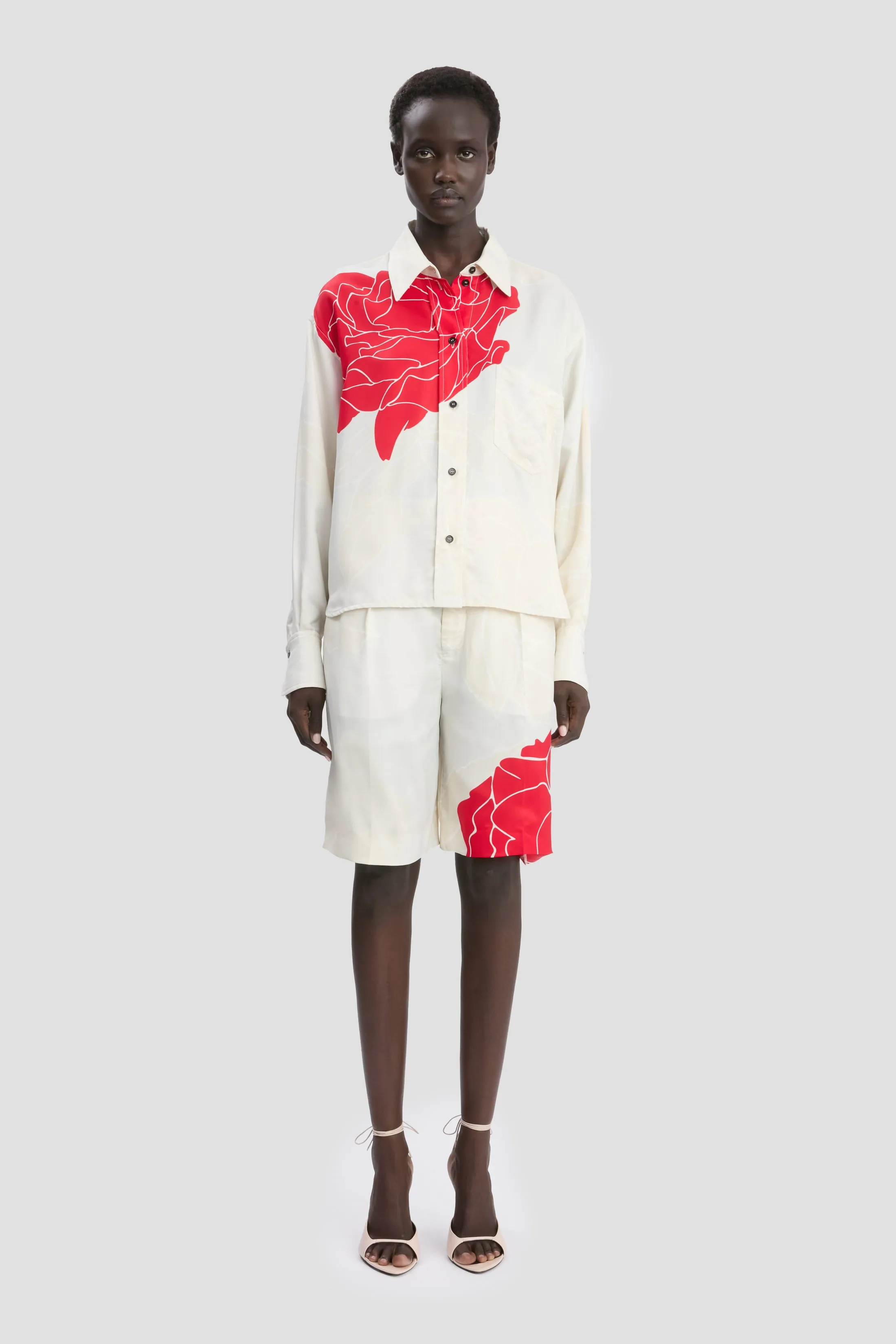 Shirt In Red Floral Print sold by Victoria Beckham