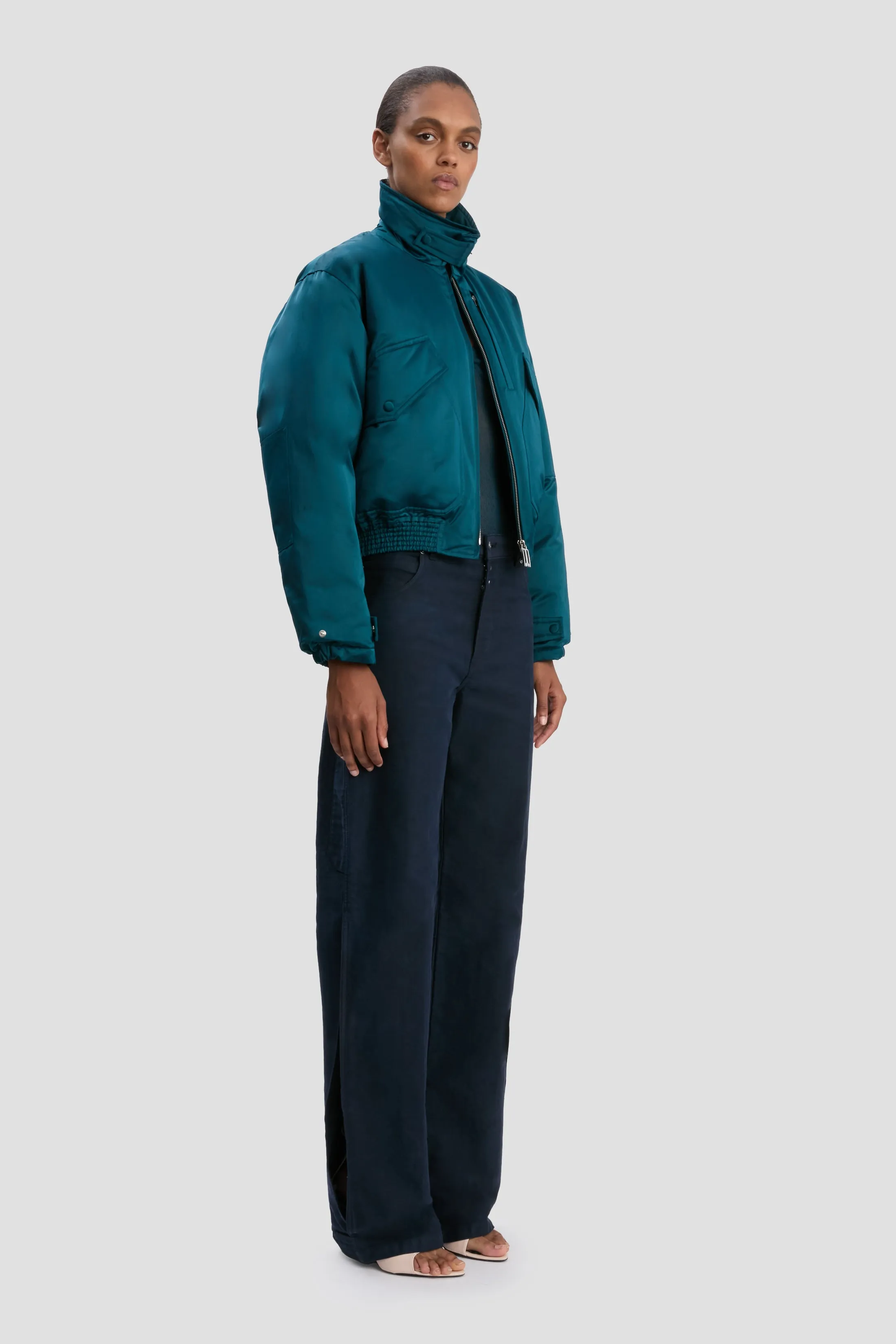Padded Bomber Jacket In Dark Teal sold by Victoria Beckham product image thumbnail 2