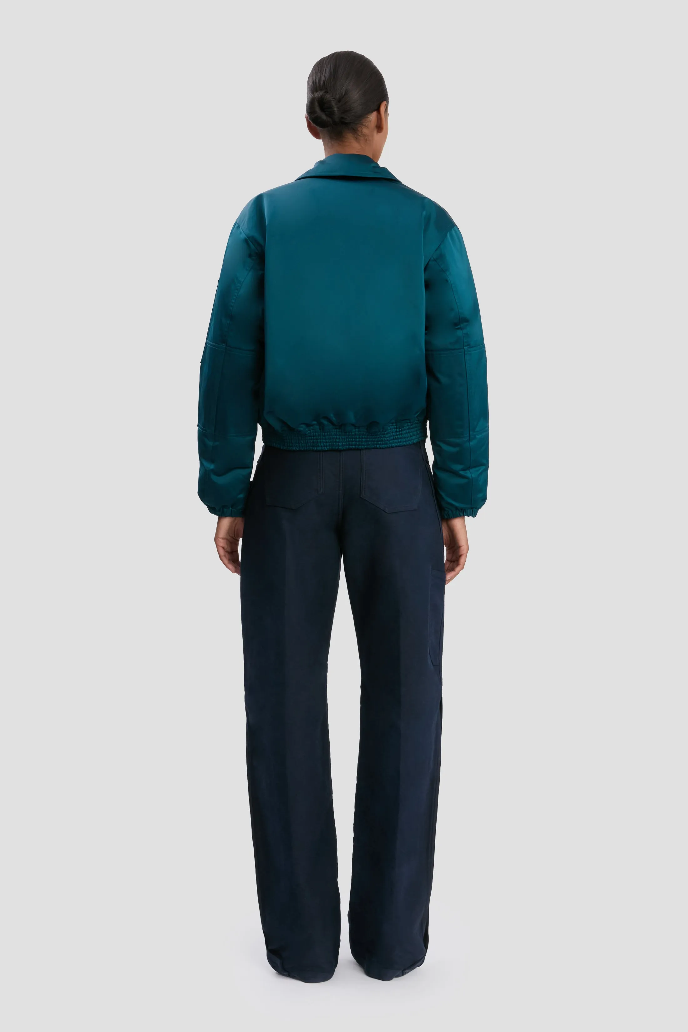 Padded Bomber Jacket In Dark Teal sold by Victoria Beckham product image thumbnail 5