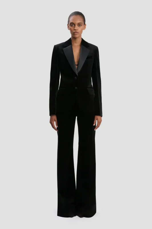 Single Breasted Tailored Jacket In Black Velvet sold by Victoria Beckham