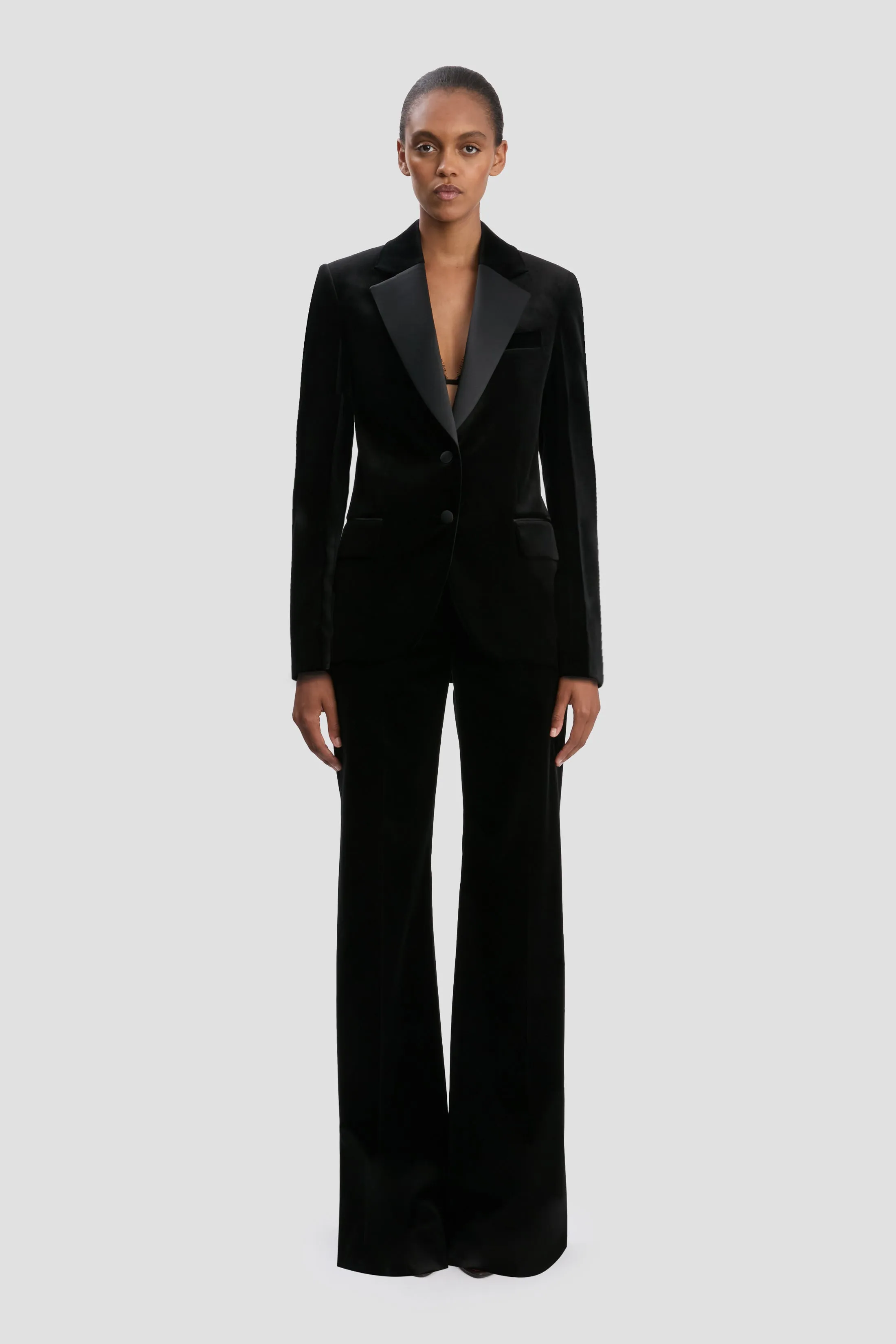 Tailored Jacket In Black Velvet sold by Victoria Beckham