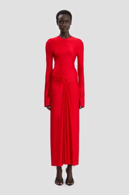 Frances Midi Dress In Cardinal Red made by Victoria Beckham