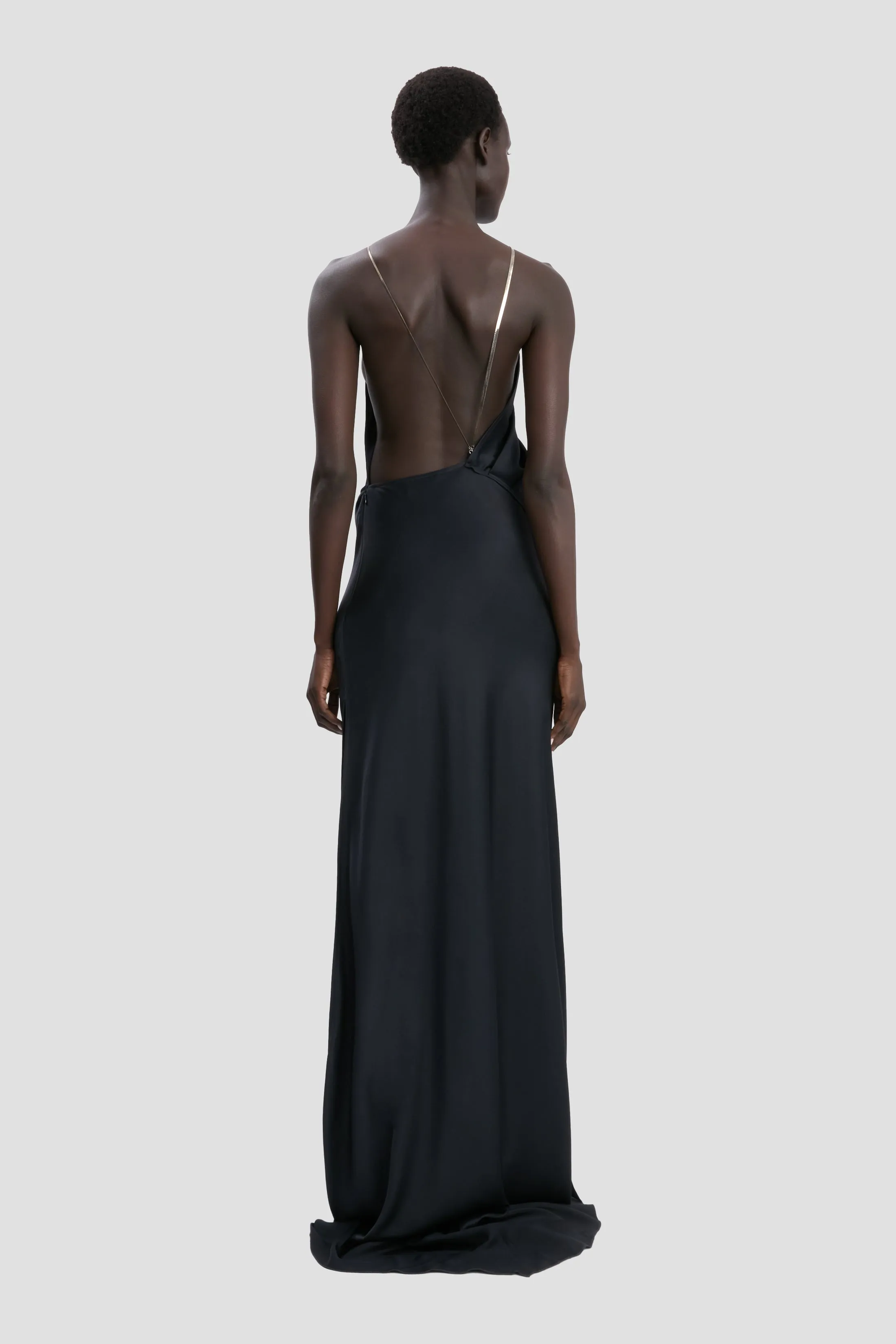 Chain Detail Halter Gown In Navy sold by Victoria Beckham product image thumbnail 4