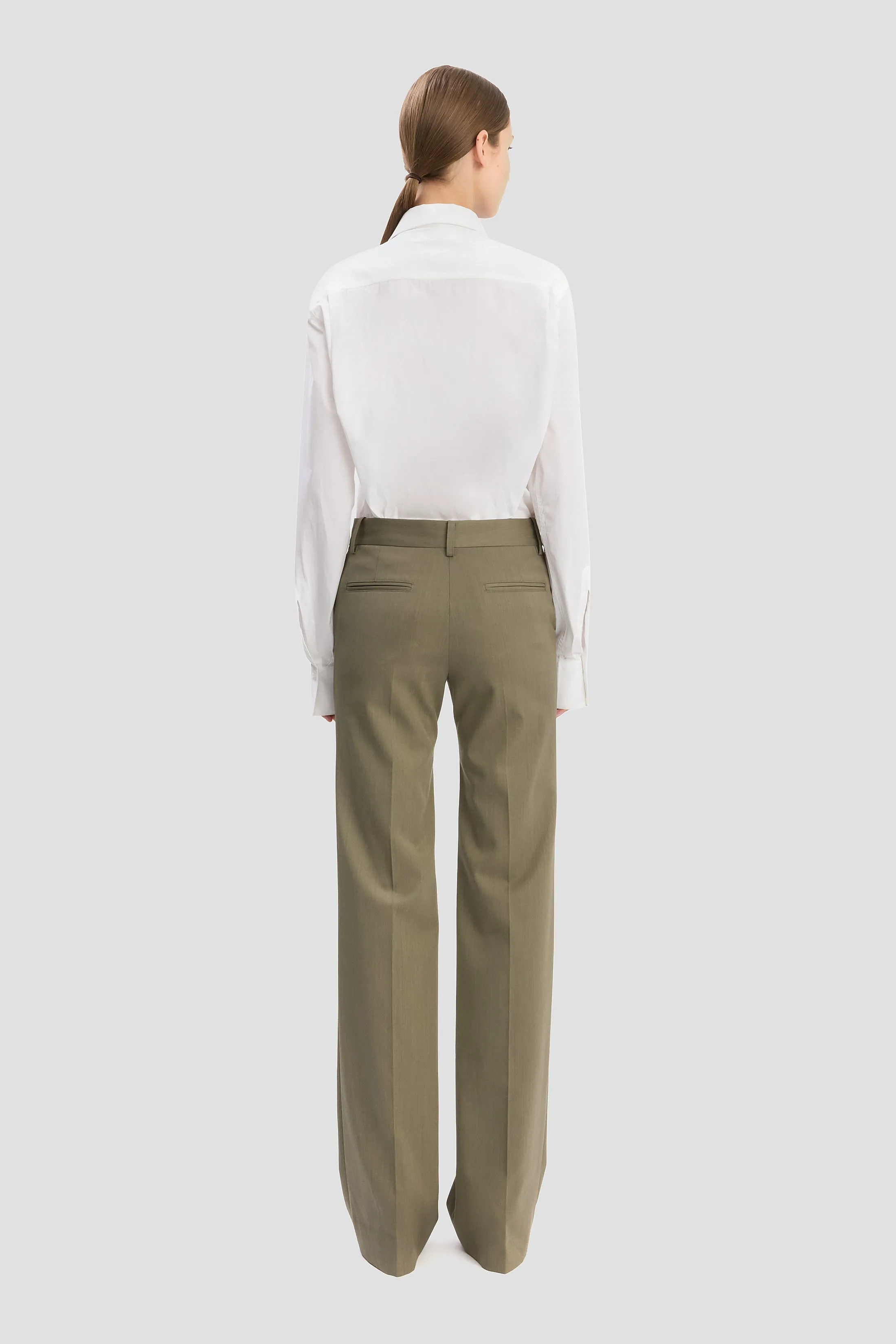 Tailored Straight Leg Trouser In Sage Melange sold by Victoria Beckham product image thumbnail 4