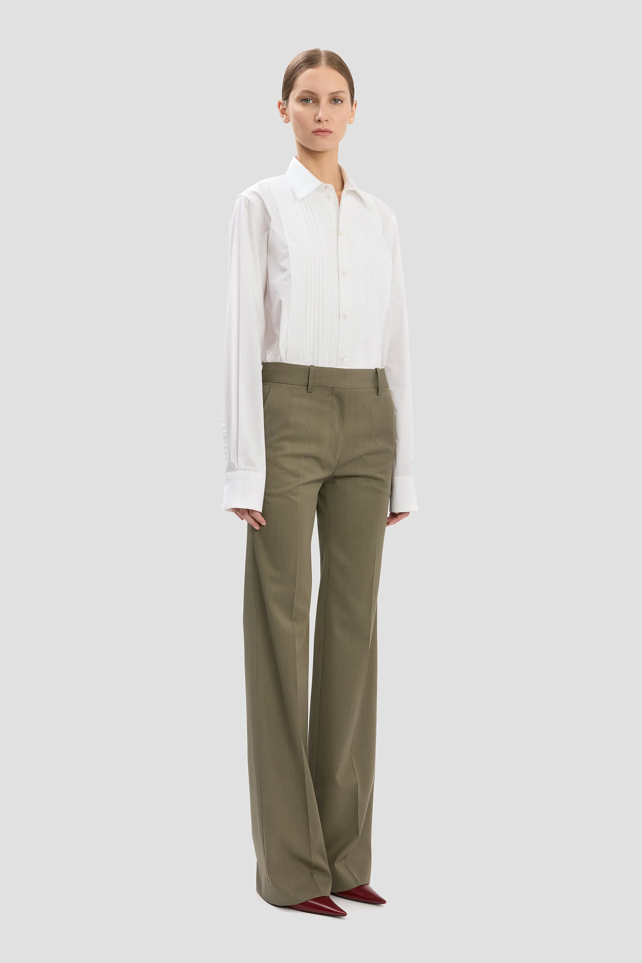 Tailored Straight Leg Trouser In Sage Melange sold by Victoria Beckham product image thumbnail 2
