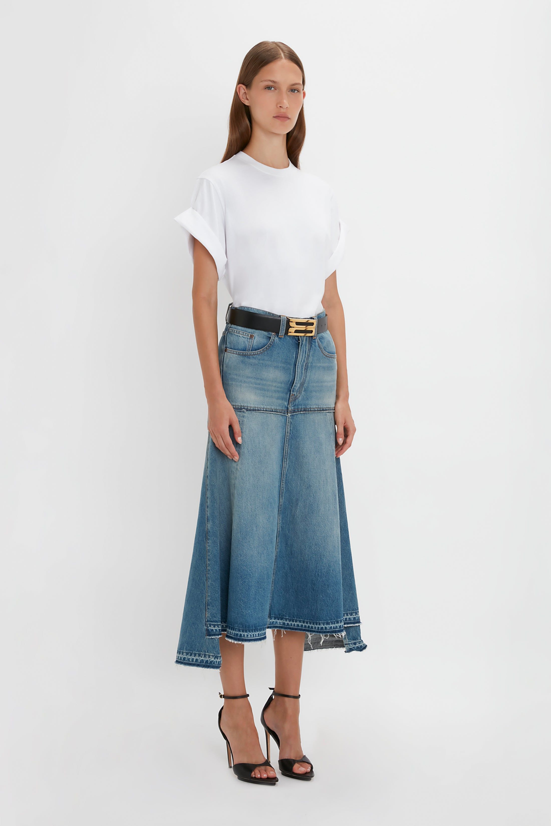 Patched Denim Skirt In Vintage Wash sold by Victoria Beckham product image thumbnail 2