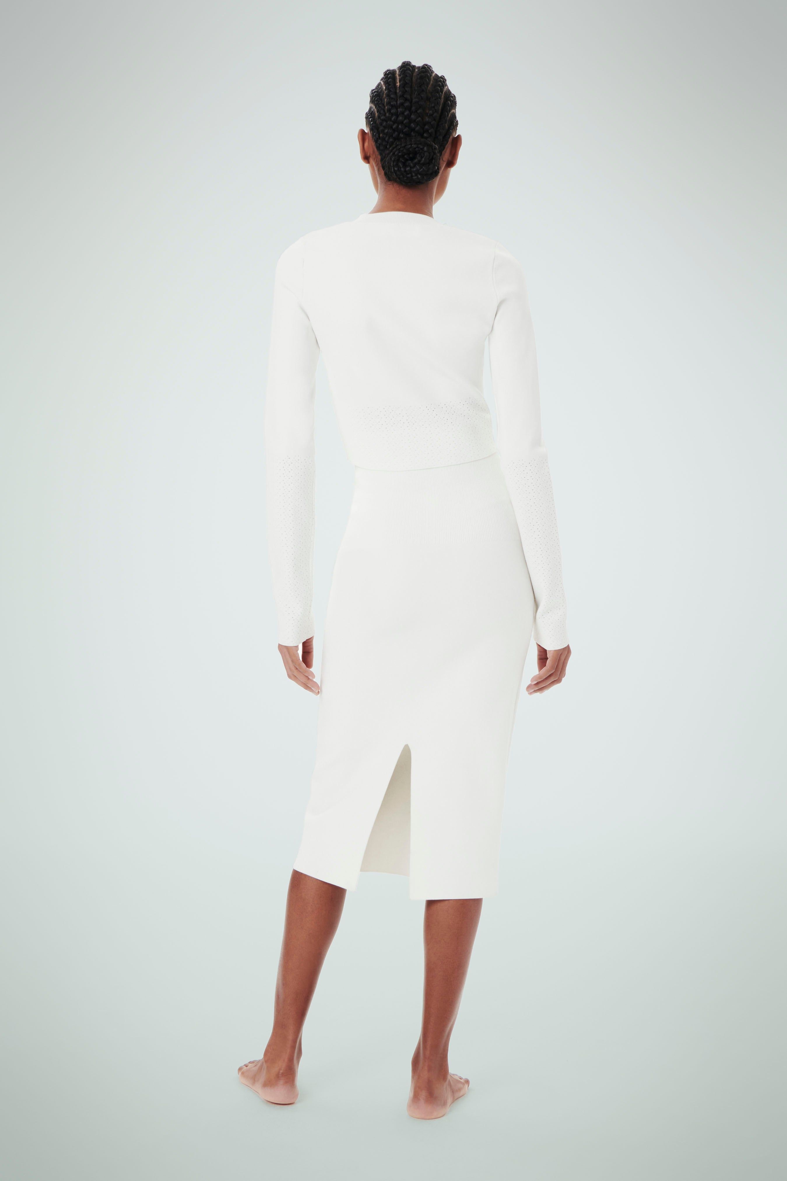 VB Body Cropped Fitted Cardigan In White sold by Victoria Beckham product image thumbnail 3