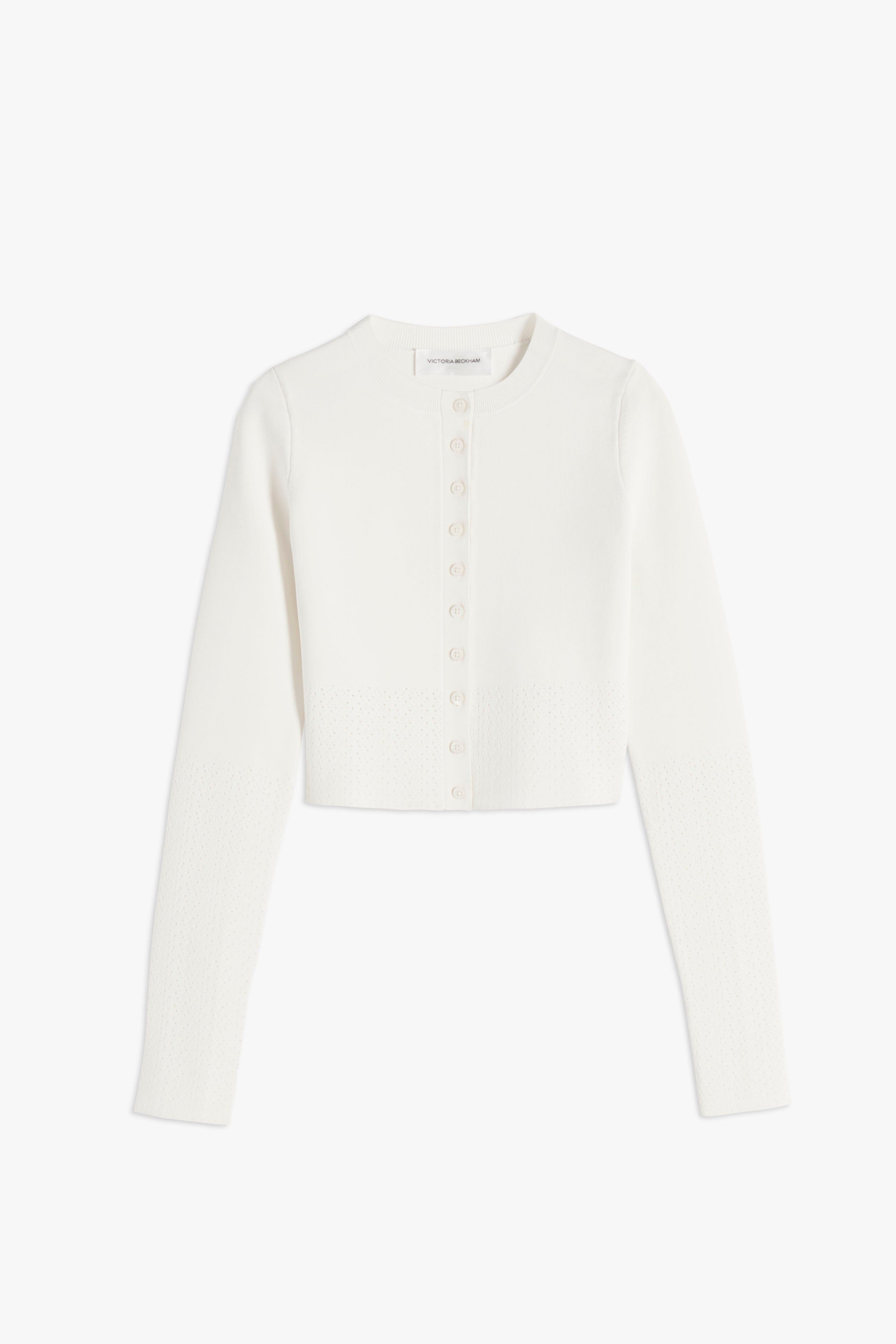 VB Body Cropped Fitted Cardigan In White sold by Victoria Beckham product image thumbnail 5