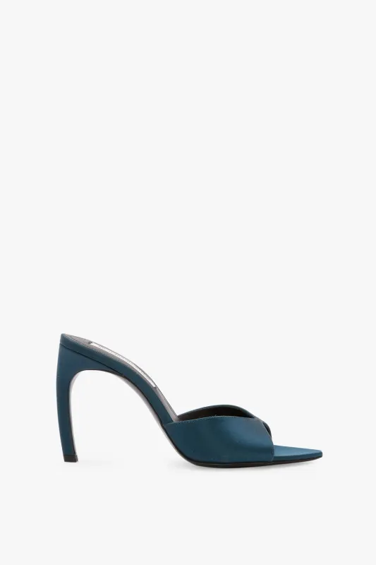 Harlow Mule 100 In Teal Blue Satin sold by Victoria Beckham