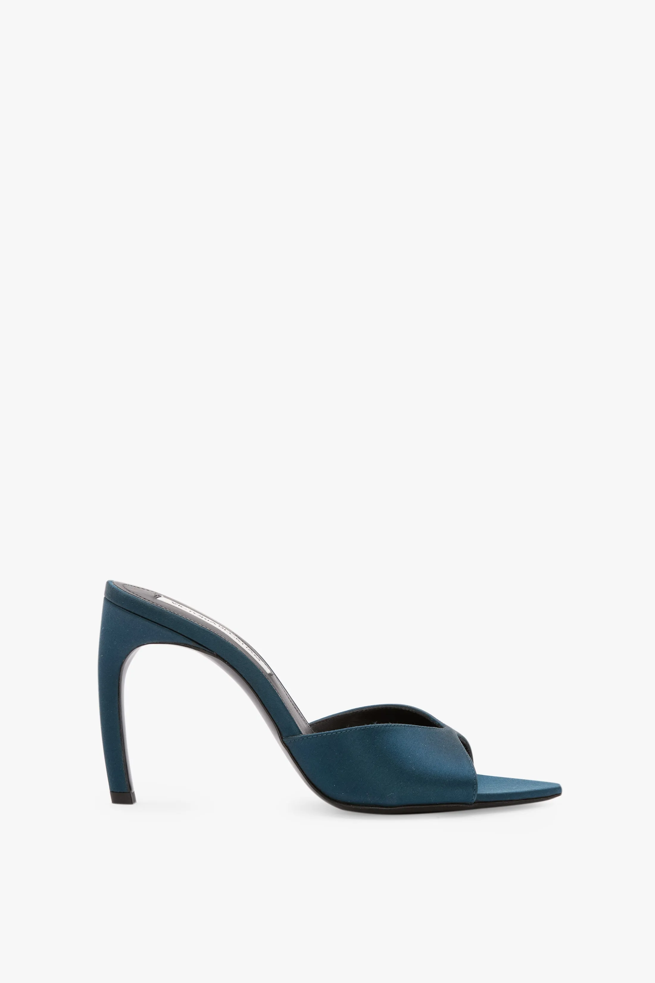 Harlow Mule 100 In Teal Blue Satin sold by Victoria Beckham