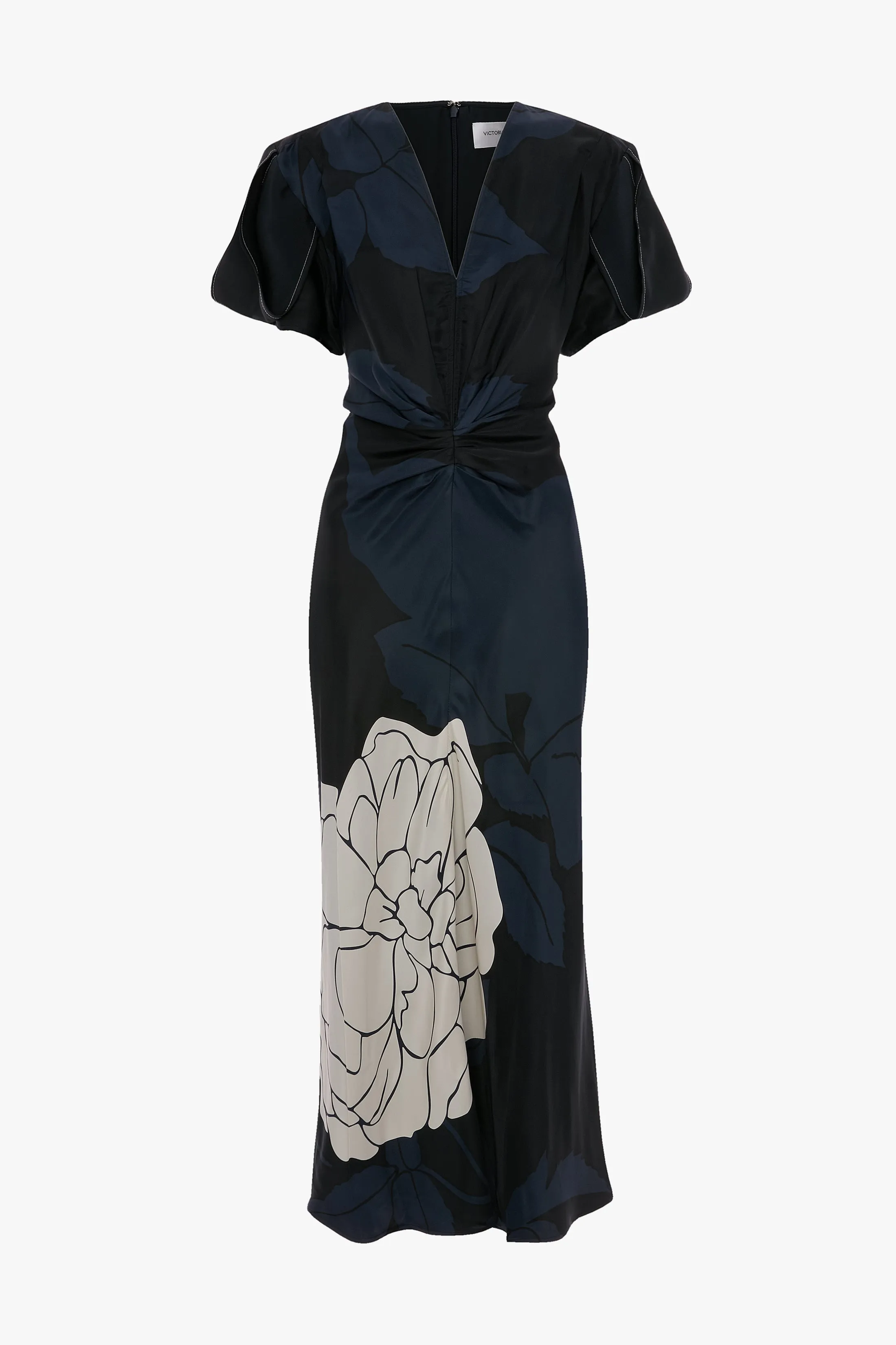 Eve Midi Dress In Dark Navy Floral Print sold by Victoria Beckham product image thumbnail 5