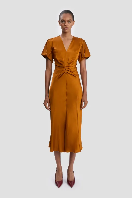 Eve Midi Dress In Bronze sold by Victoria Beckham