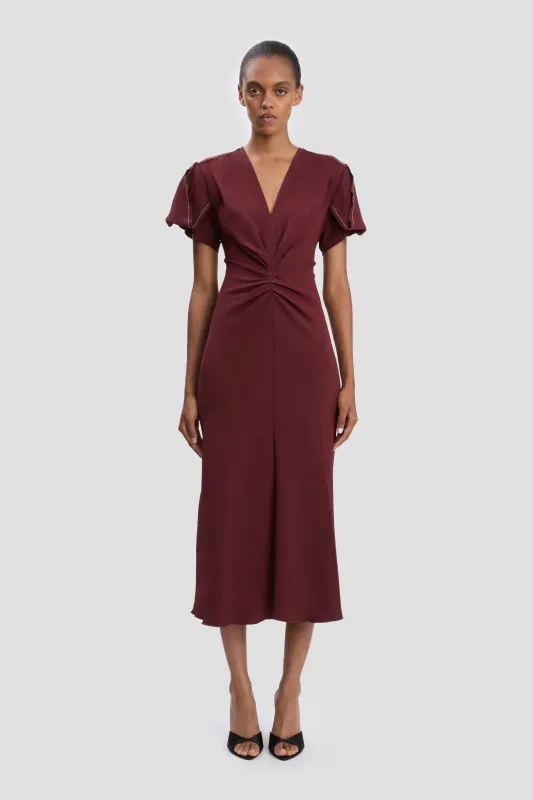 Eve Midi Dress In Cinnabar Red sold by Victoria Beckham
