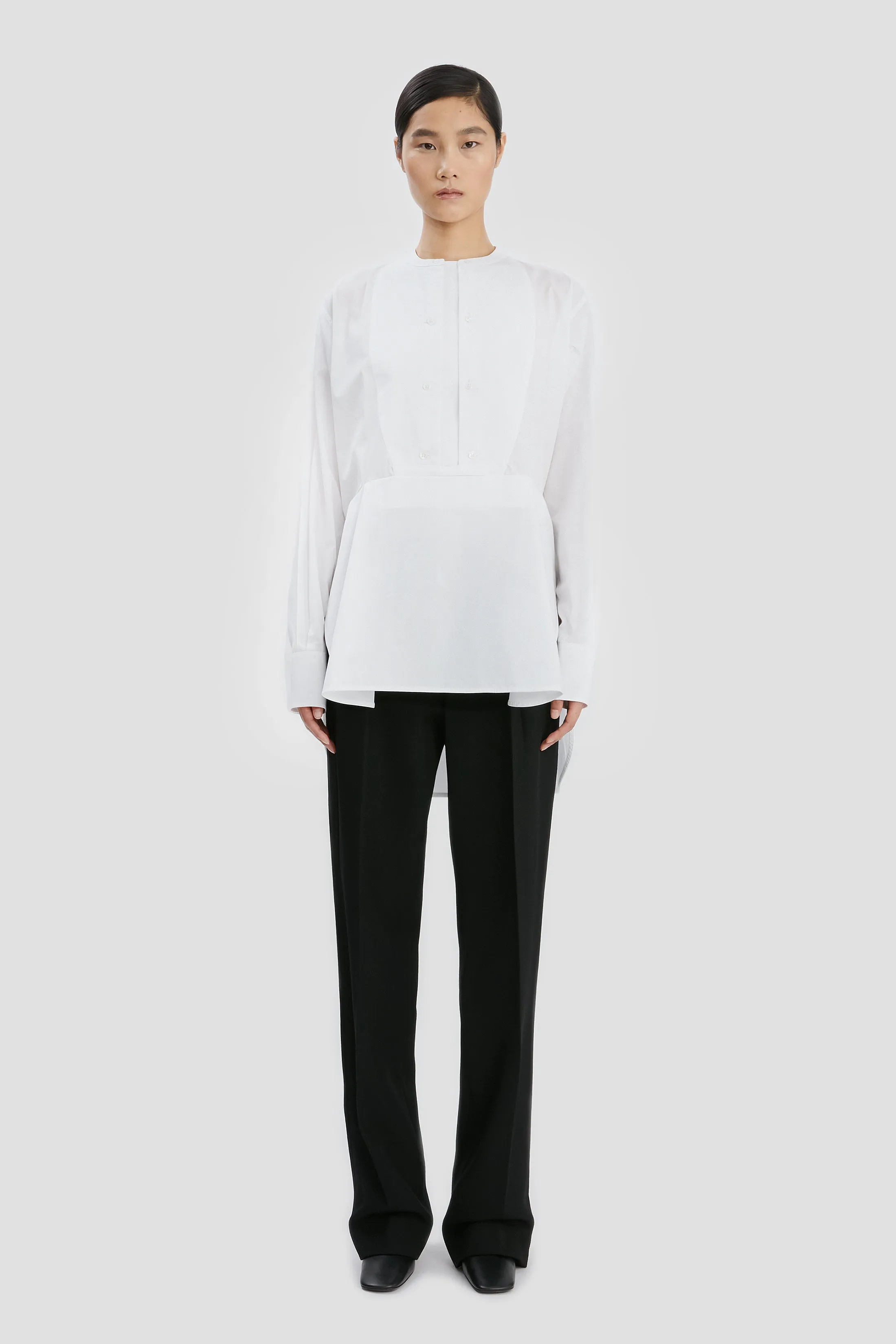Double Bib Detail Shirt In White sold by Victoria Beckham