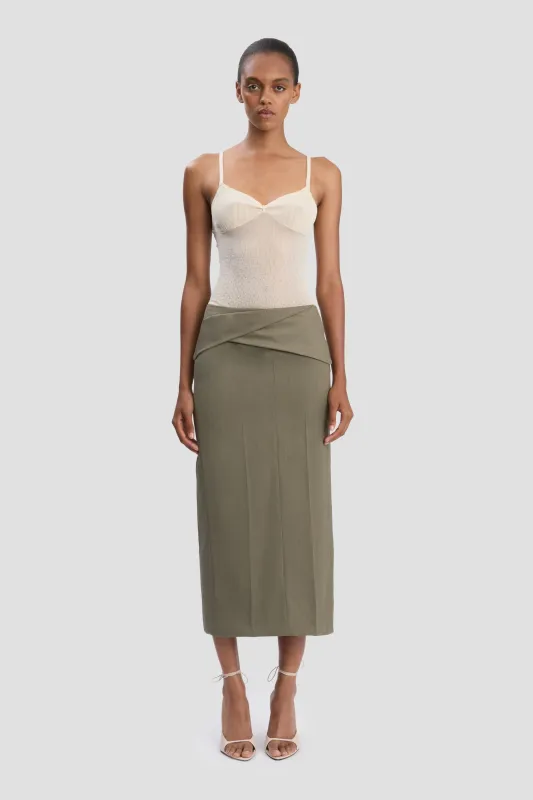 Wrap Skirt In Sage Melange made by Victoria Beckham