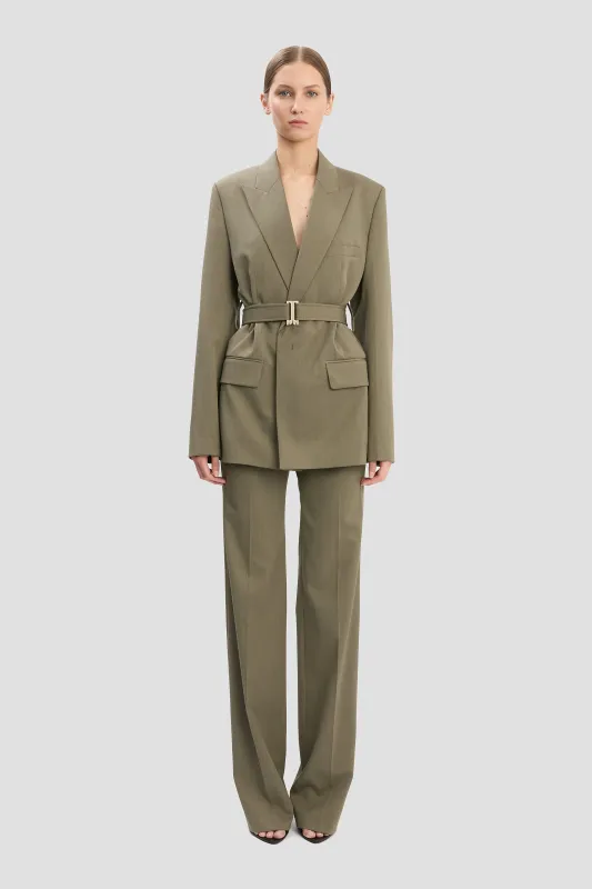 Belted Tailored Jacket In Sage Melange sold by Victoria Beckham