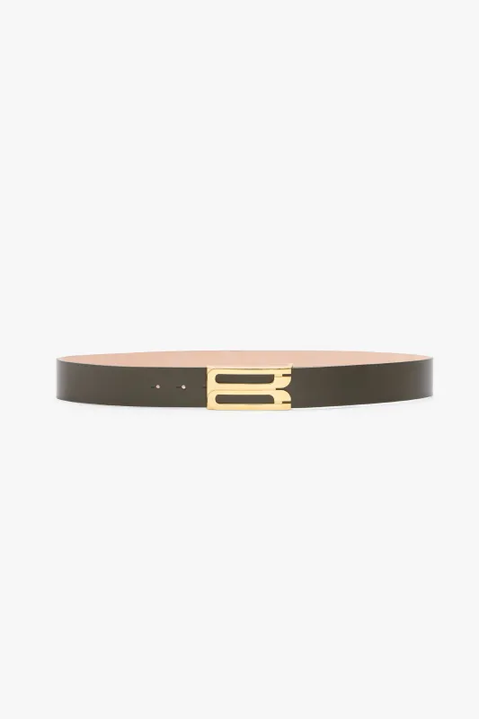 Jumbo Frame Belt In Dark Olive Smooth Leather sold by Victoria Beckham