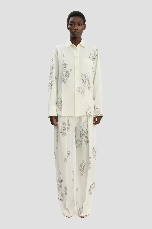 Pyjama Shirt In Off-White Floral Print sold by Victoria Beckham
