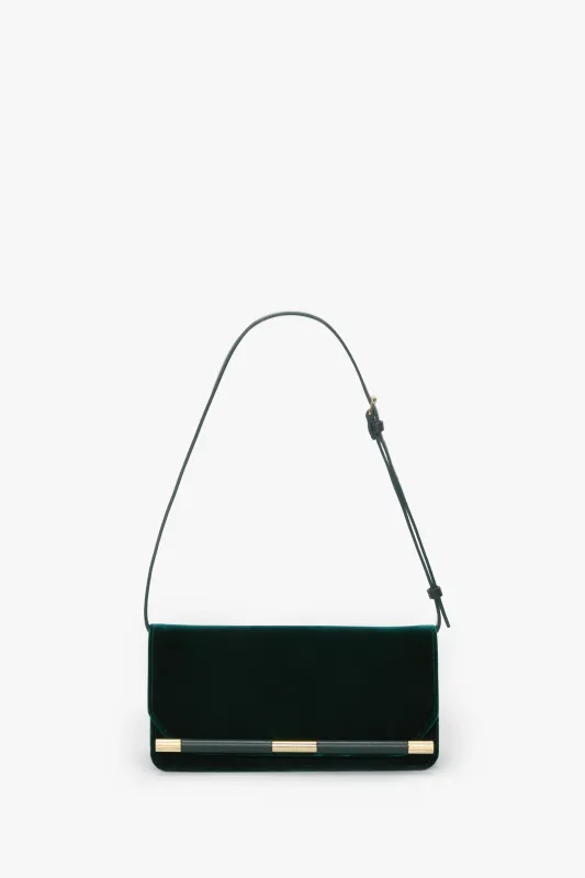 202 Clutch Bag With Strap In Dark Green Velvet sold by Victoria Beckham
