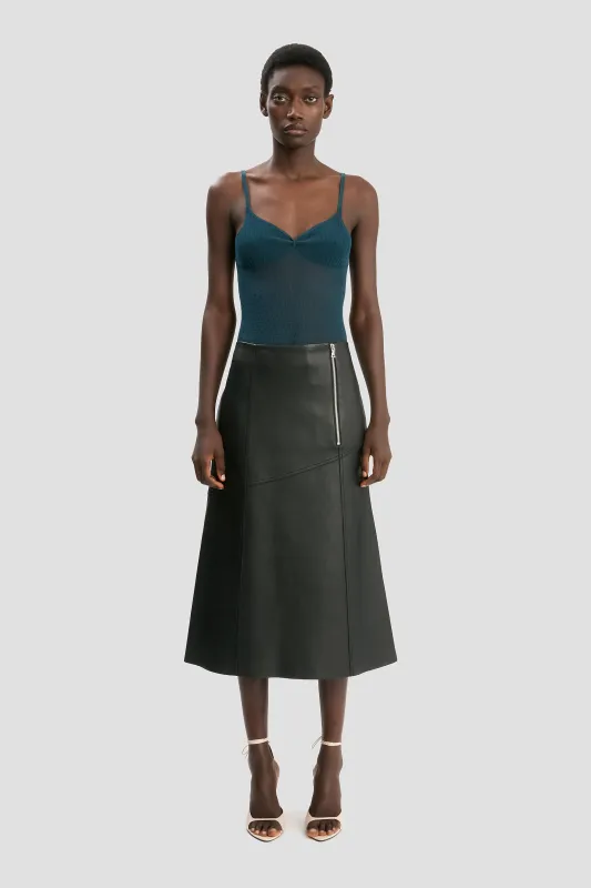 Panelled Leather Midi Skirt In Black sold by Victoria Beckham