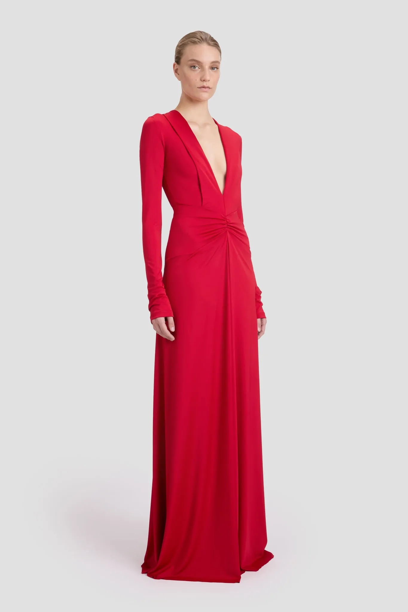 Deep V-Neck Gown In Rose sold by Victoria Beckham product image thumbnail 3