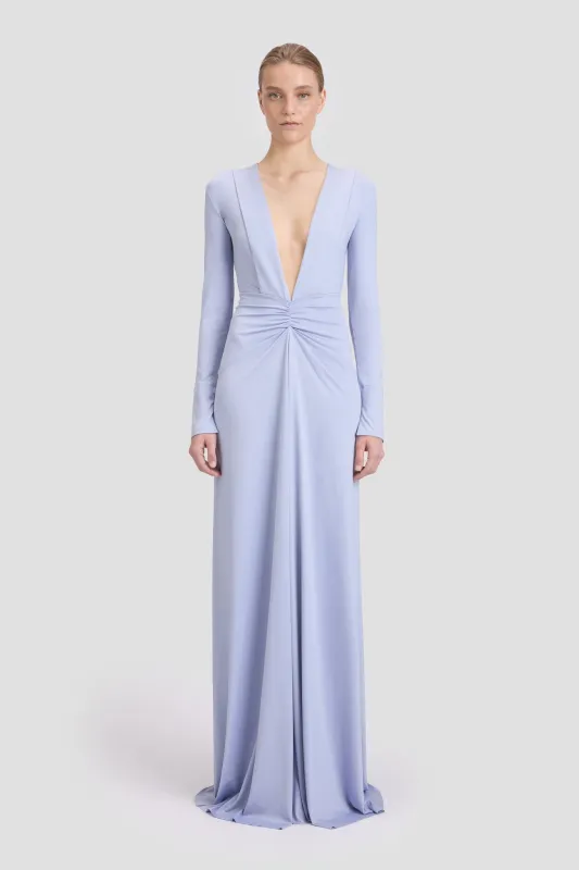 Deep V-Neck Gown In Delphinium sold by Victoria Beckham