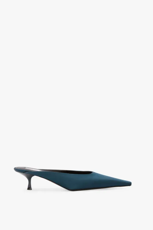 Sloan Mule 45 In Teal Blue Satin sold by Victoria Beckham