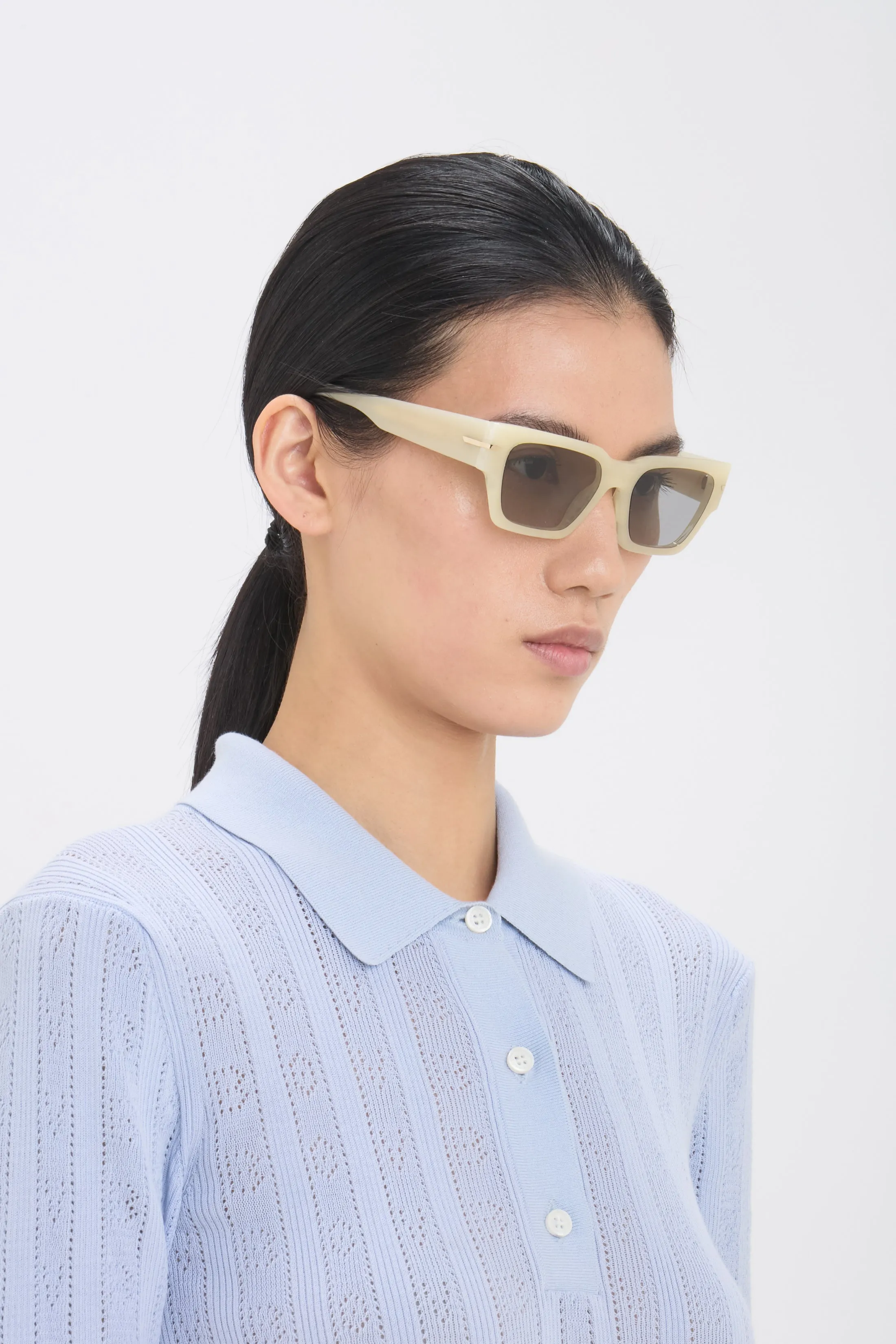 Acetate Sunglasses In Ivory Marble sold by Victoria Beckham product image thumbnail 2