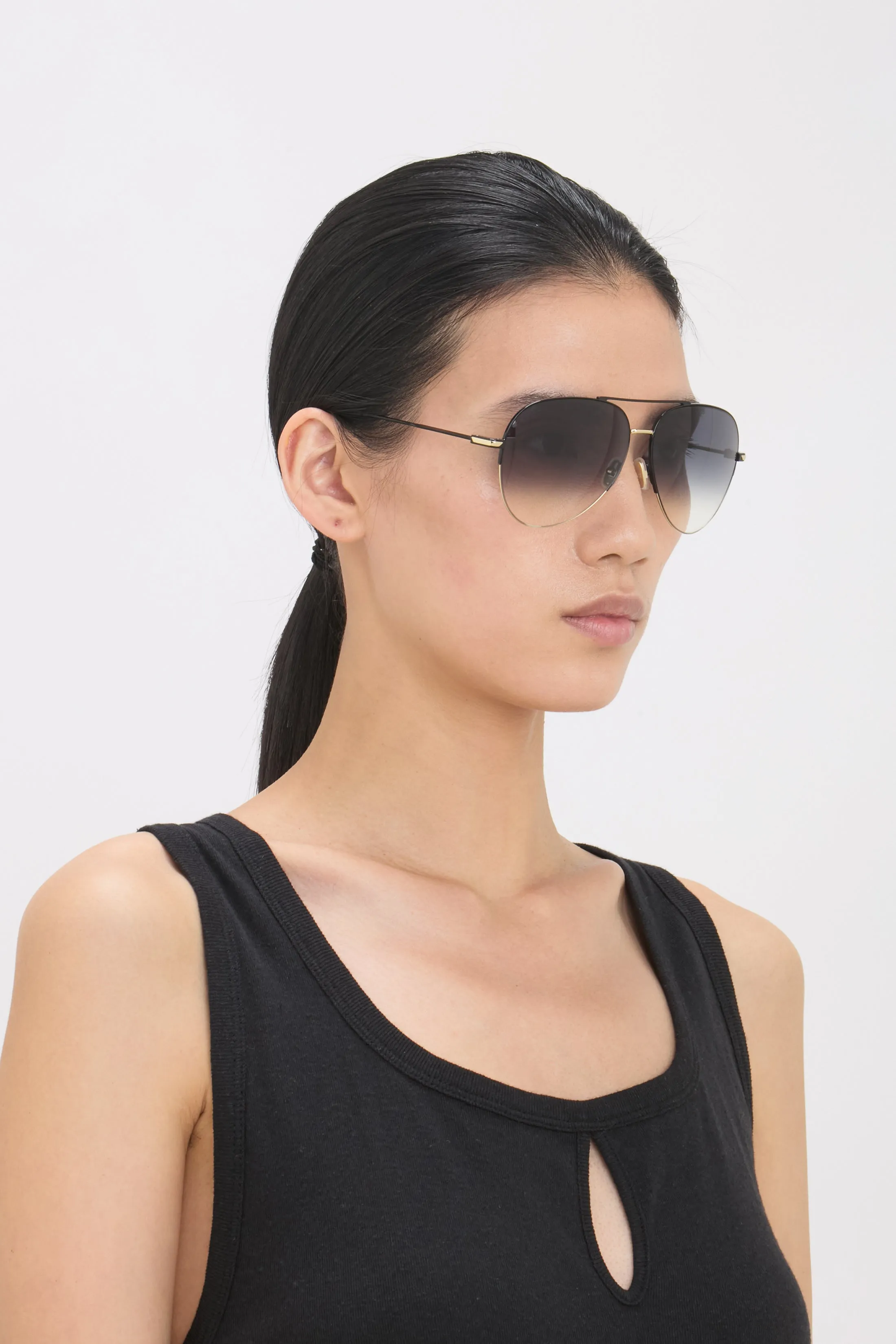 Fine Metal Pilot Sunglasses In Gold Black sold by Victoria Beckham product image thumbnail 2