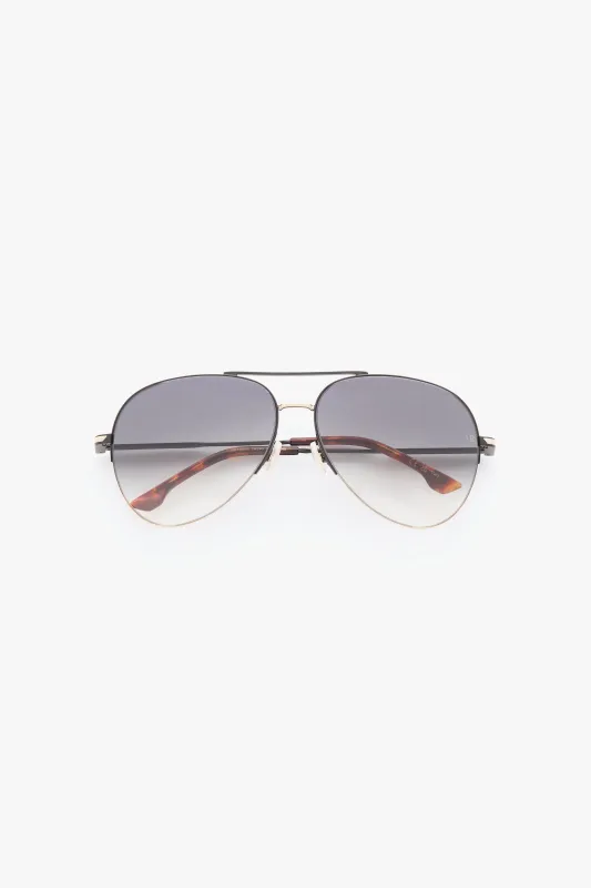 Fine Metal Pilot Sunglasses In Gold Black made by Victoria Beckham