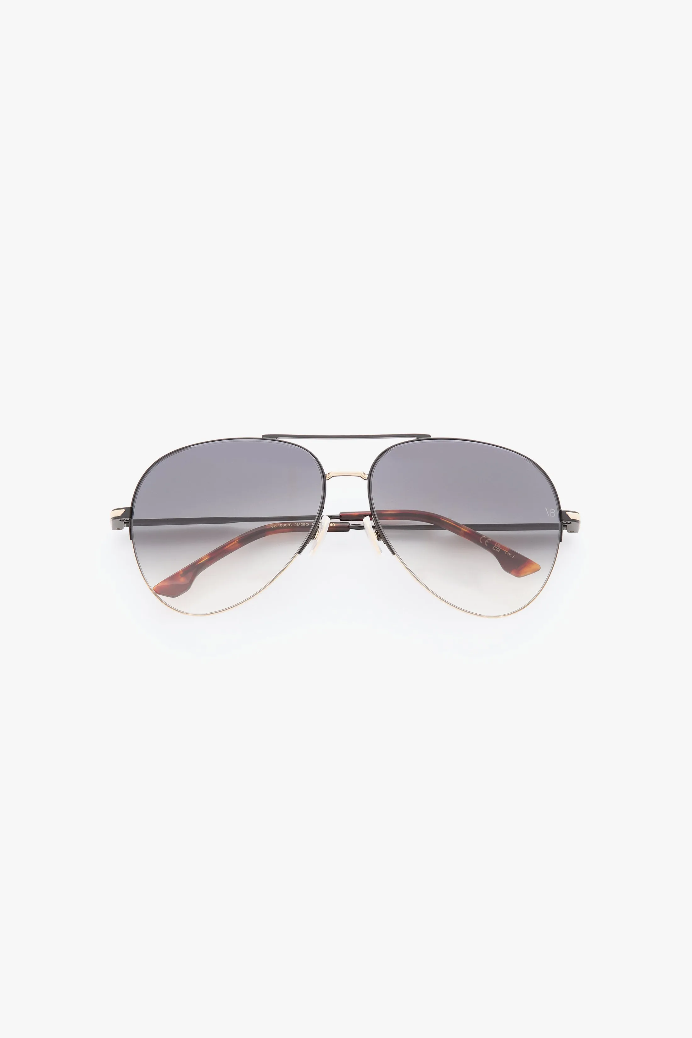 Fine Metal Pilot Sunglasses In Gold Black sold by Victoria Beckham