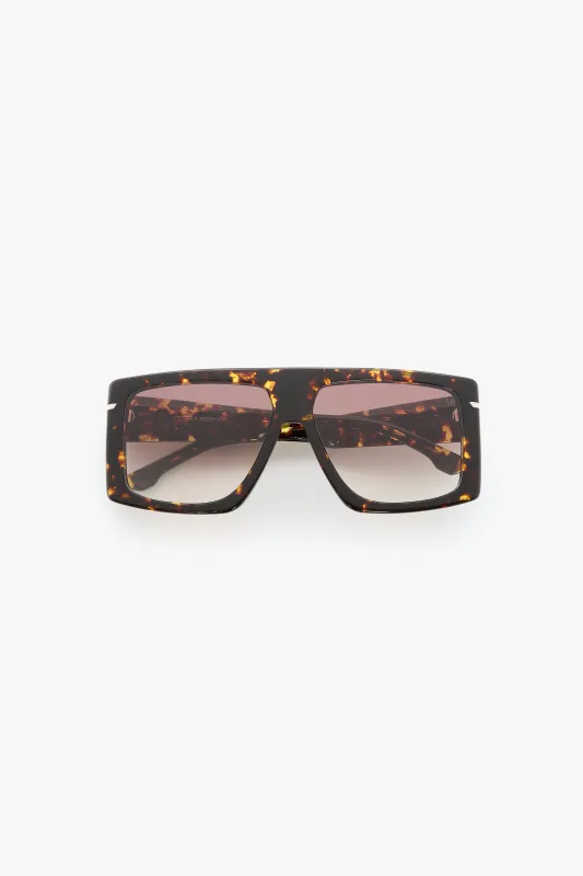 Oversized Flat Top Frame In Havana made by Victoria Beckham