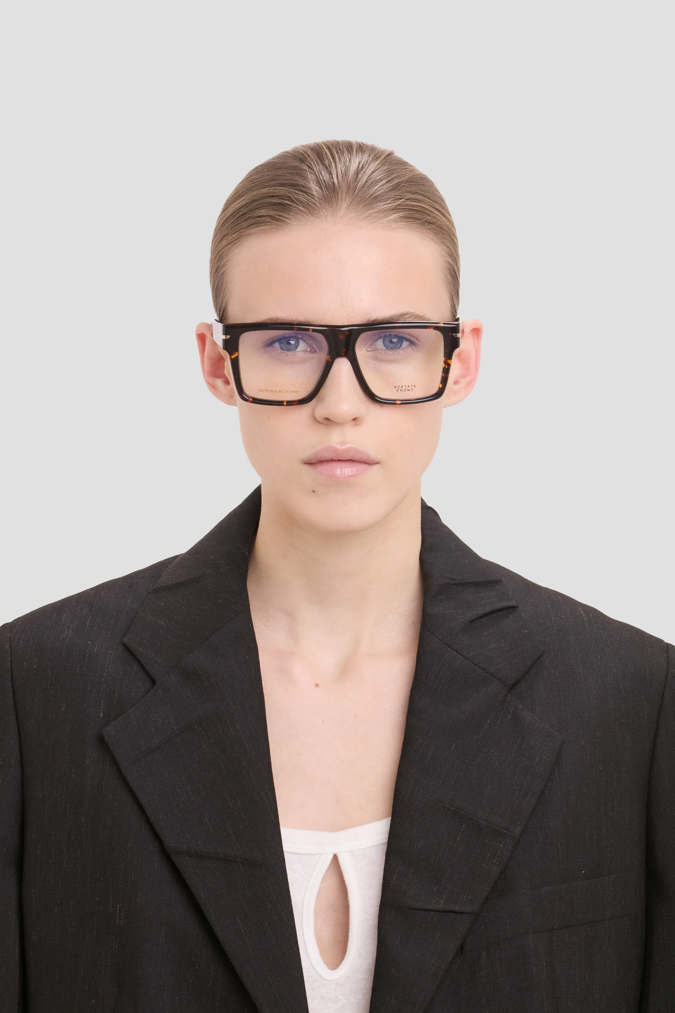Sculpted Flat Top Frame In Havana sold by Victoria Beckham product image thumbnail 2