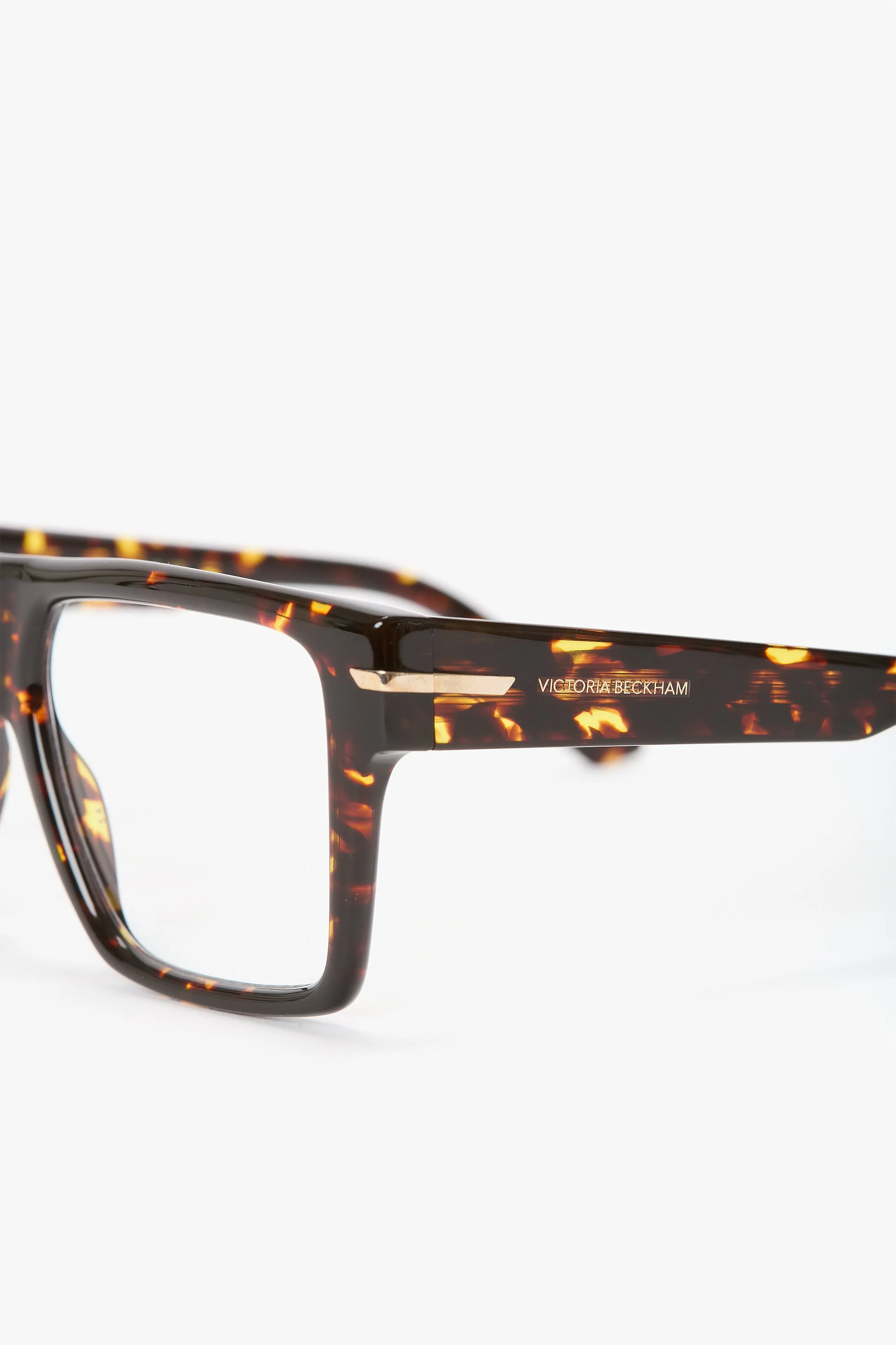 Sculpted Flat Top Frame In Havana sold by Victoria Beckham product image thumbnail 4